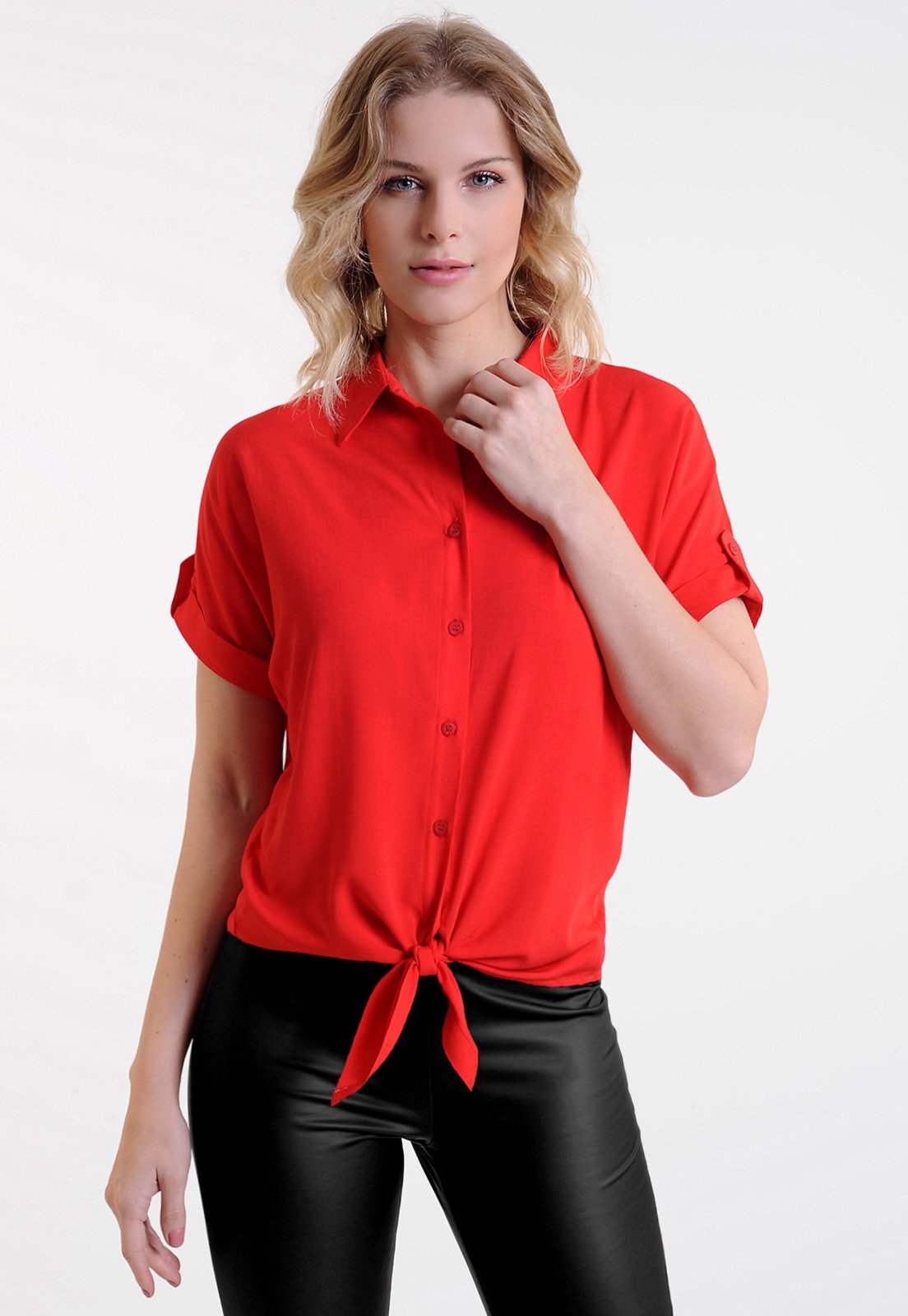 Camisa Intens Manga Curta Viscose Vermelho