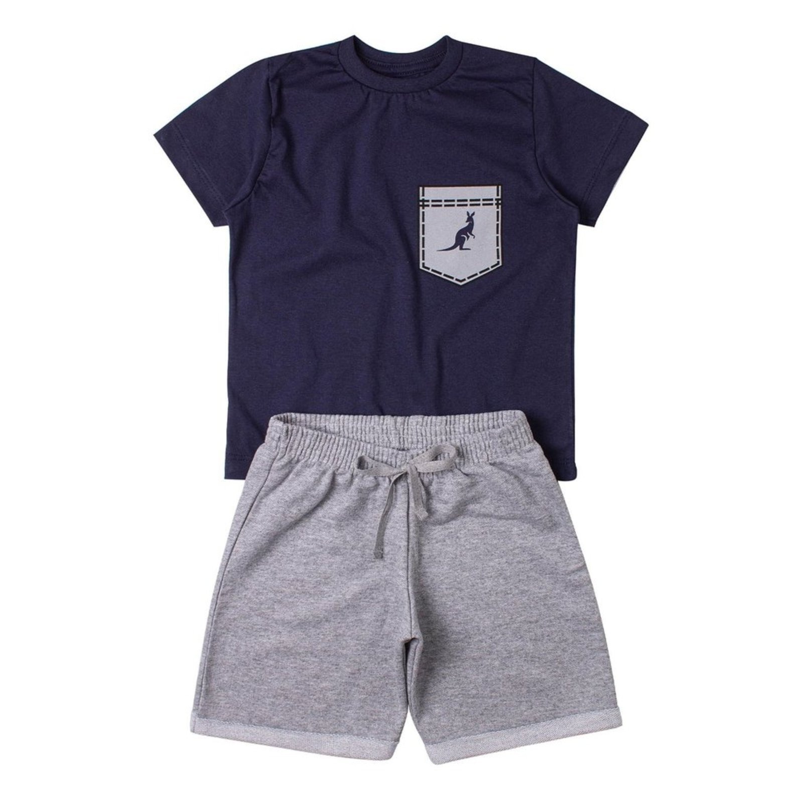 Infantil - Conjunto Menino Algodão Premium Verão Bolso Kangulu