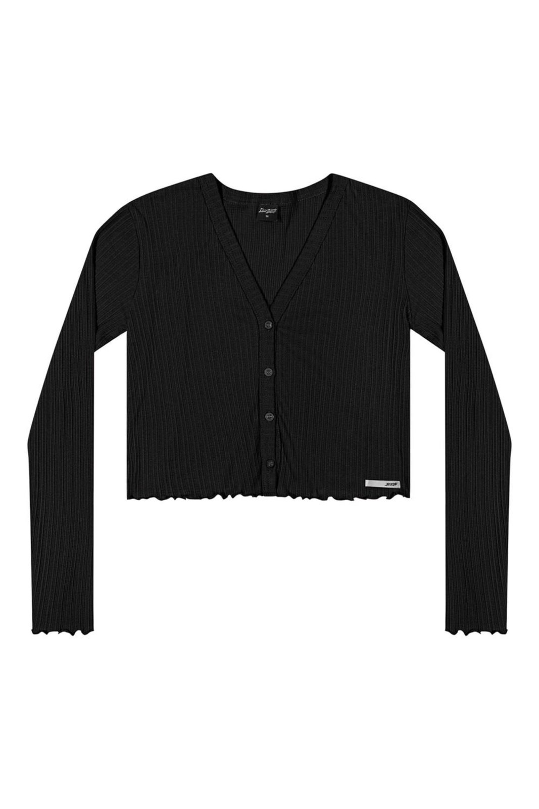 Infantil - Cardigan Cropped Juvenil Menina Canelado Beats Preto