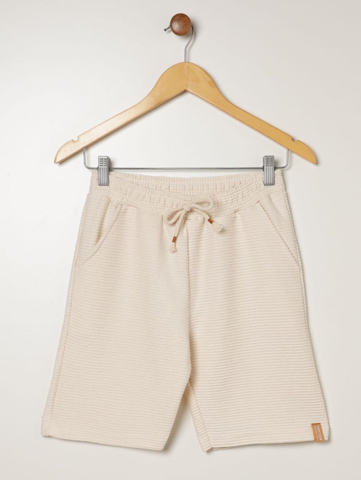 Infantil - Bermuda Malha Juvenil Para Menino - OFF WHITE