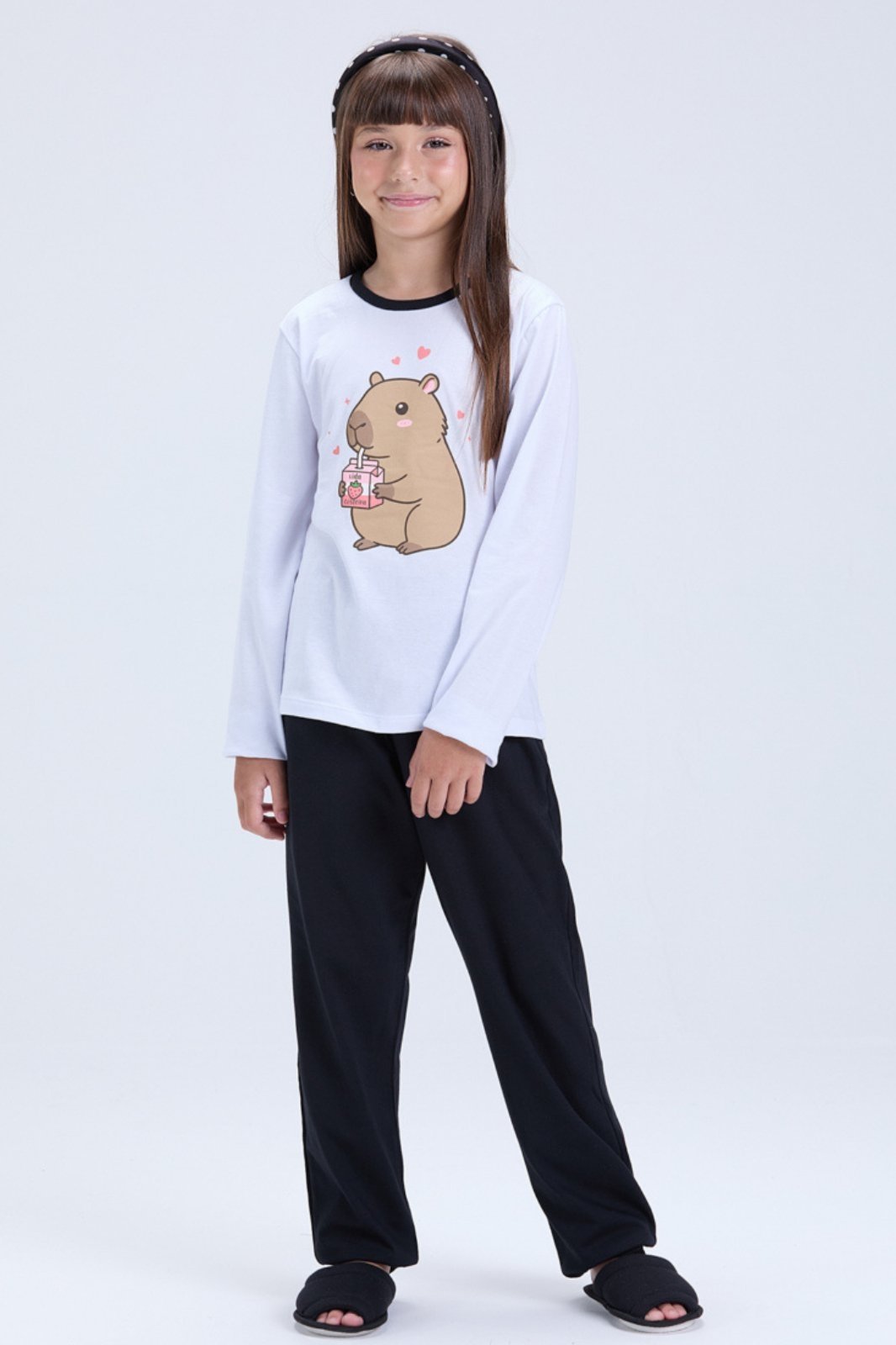 Pijama Feminino Inverno Capivara Algodão