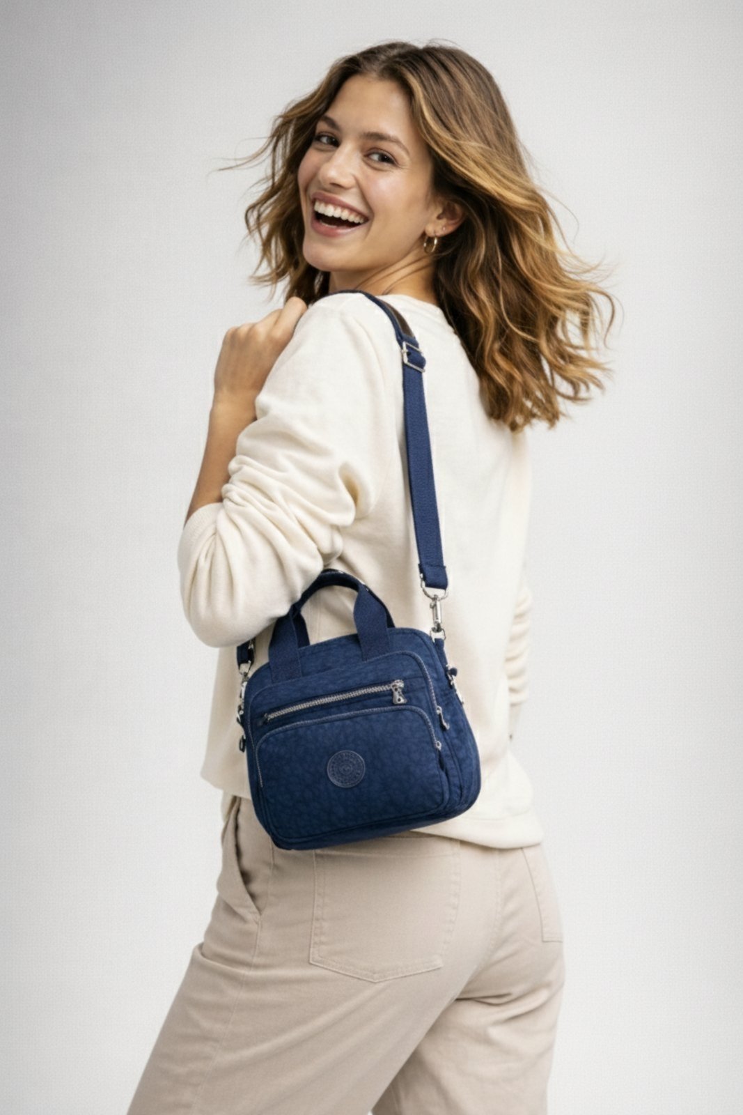 Bolsa Feminina Multifuncional Mochila Casual Dia A Dia Trabalho Azul Marinho