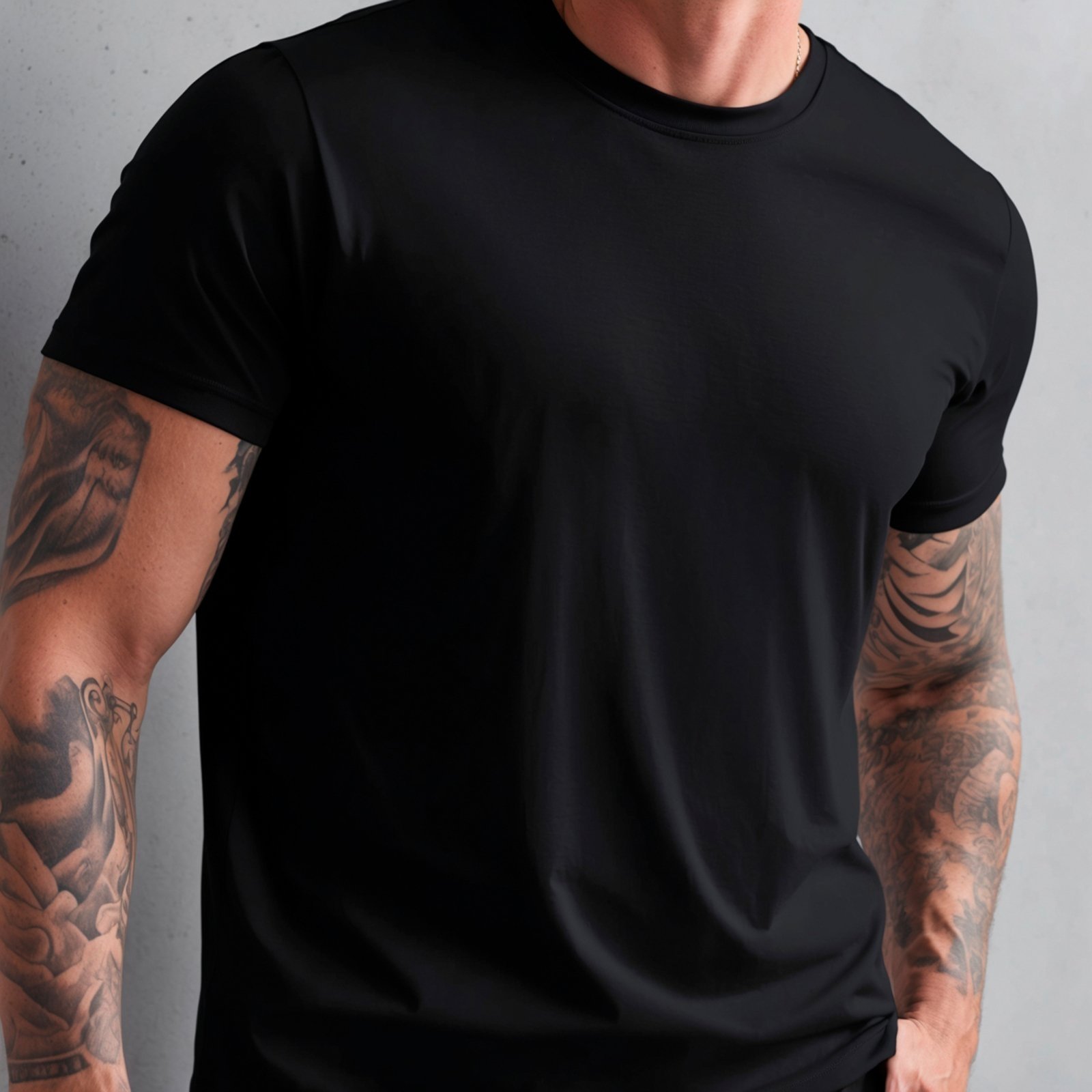 Camiseta Masculina Básica Lisa Confortável Algodão Preta