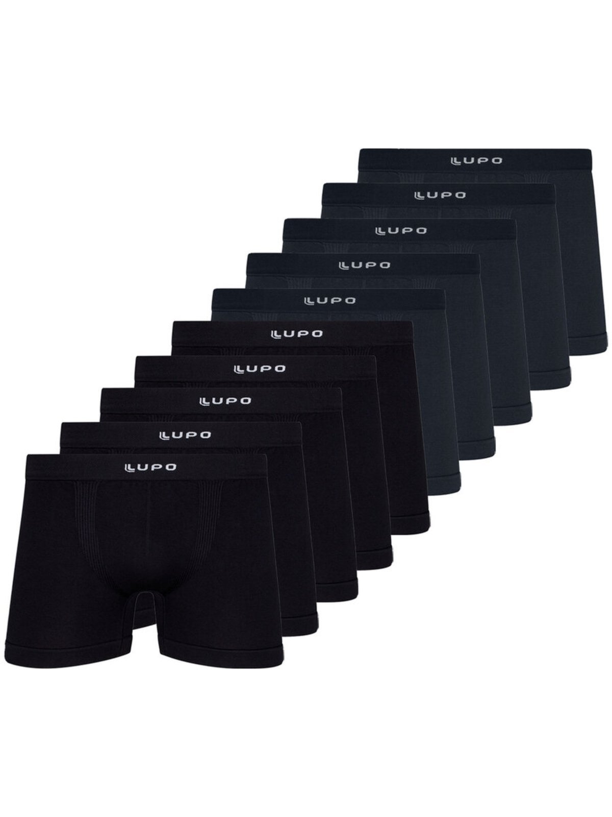 Kit com 10 Cuecas Boxer Lupo 661-001 Chumbo