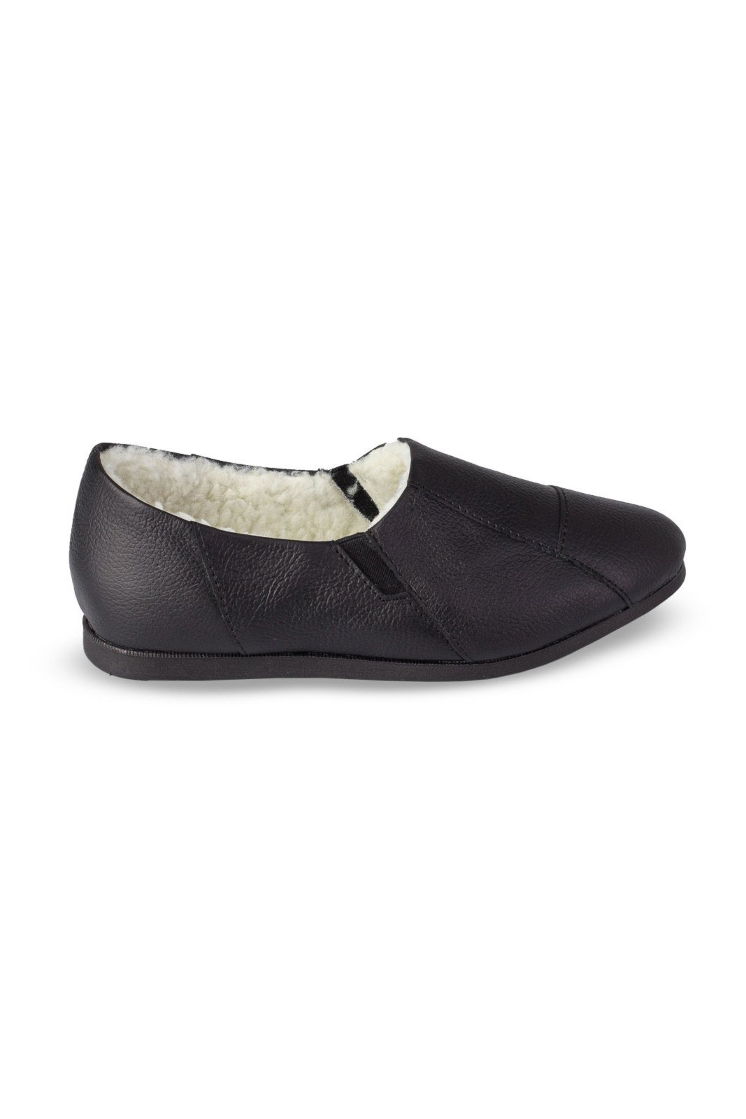 Vista 3 Infantil - Sapatilha pantufa em couro unissex forrada com pelo 6103 Enluaze preto Enluaze preto