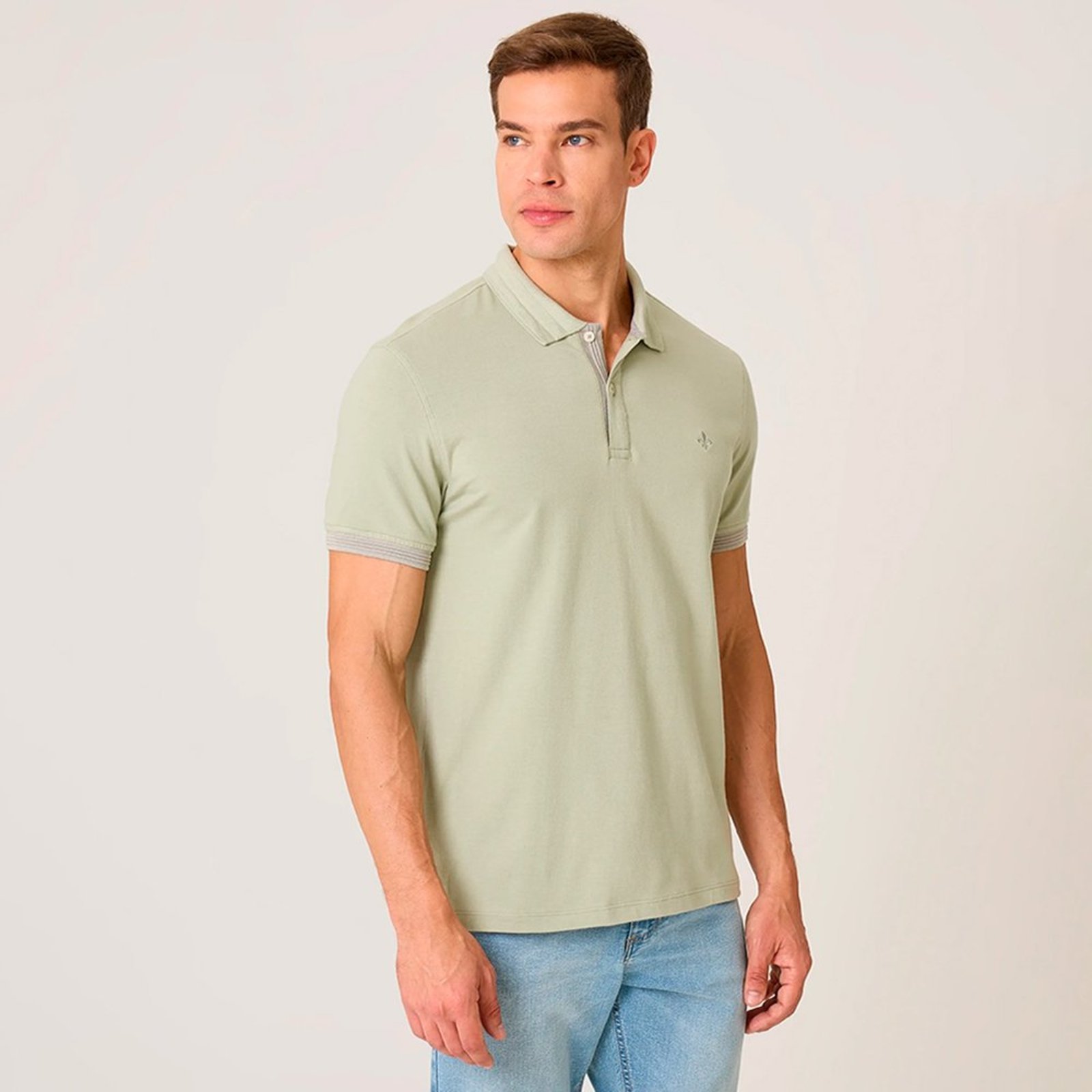 Camisa Polo Dudalina Jacquard Pr27 Verde Masculino
