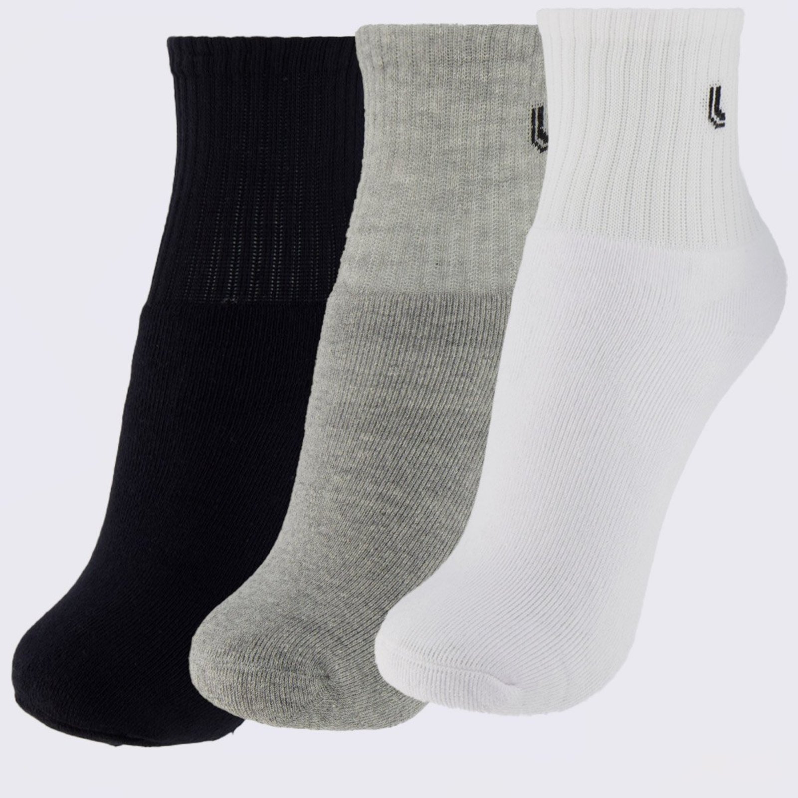 Kit Meia Lupo AM Sport Cano Médio 3 Pares Branca Preta e Cinza