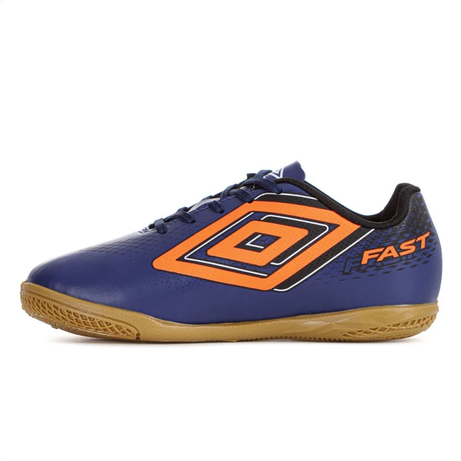 Vista 3 Chuteira Futsal Umbro Fast II Jr marinho/Laranja azul Umbro azul