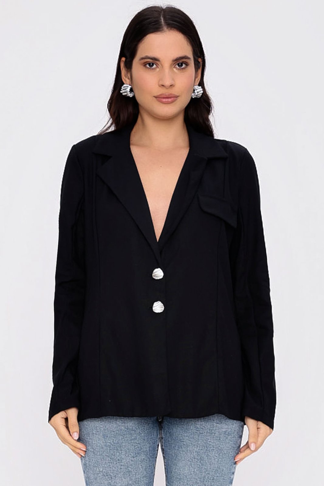 BLAZER ACINTURADO PRETO Gatabakana