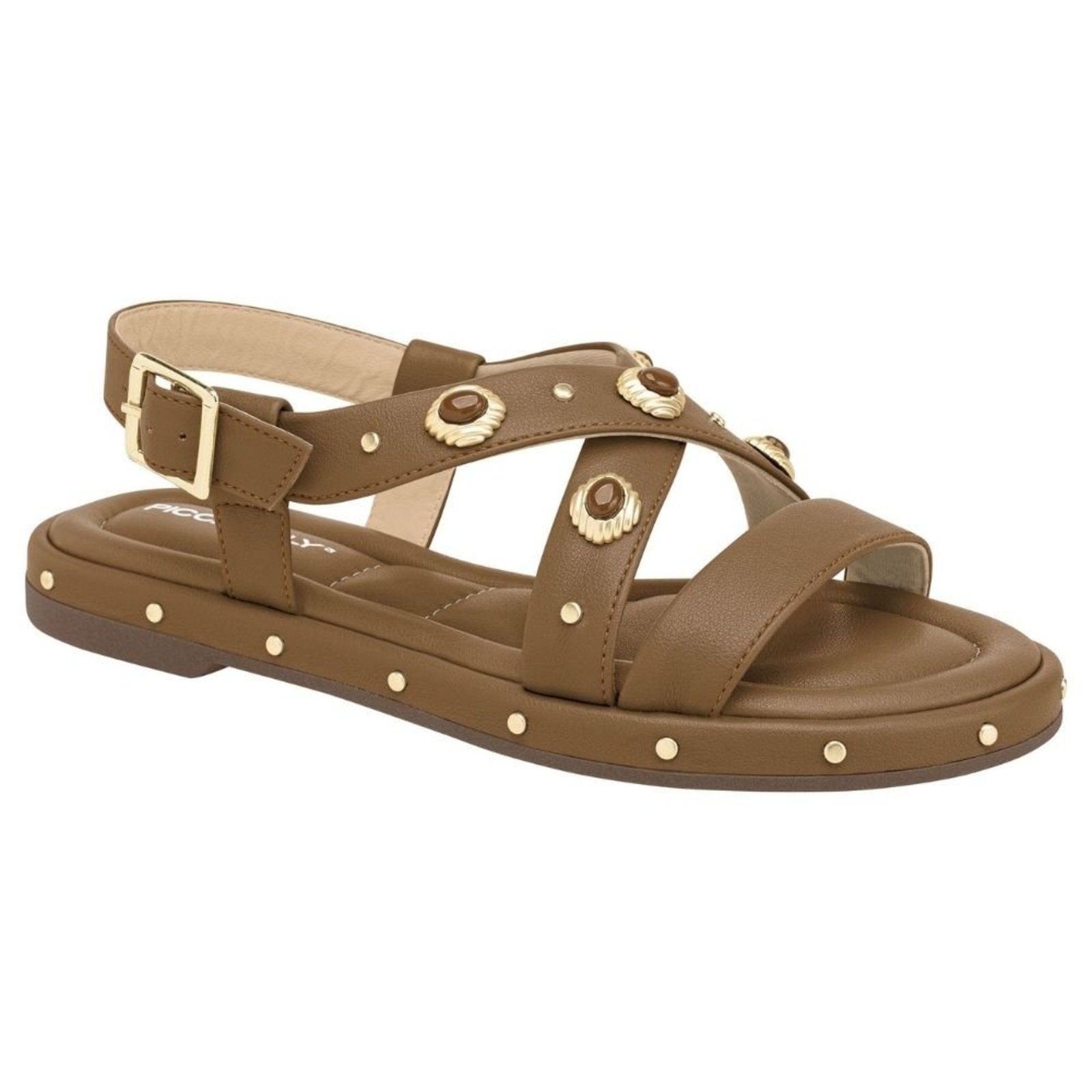 Sandália Rasteira Feminina Pedrarias Mascavo Piccadilly 445005-01