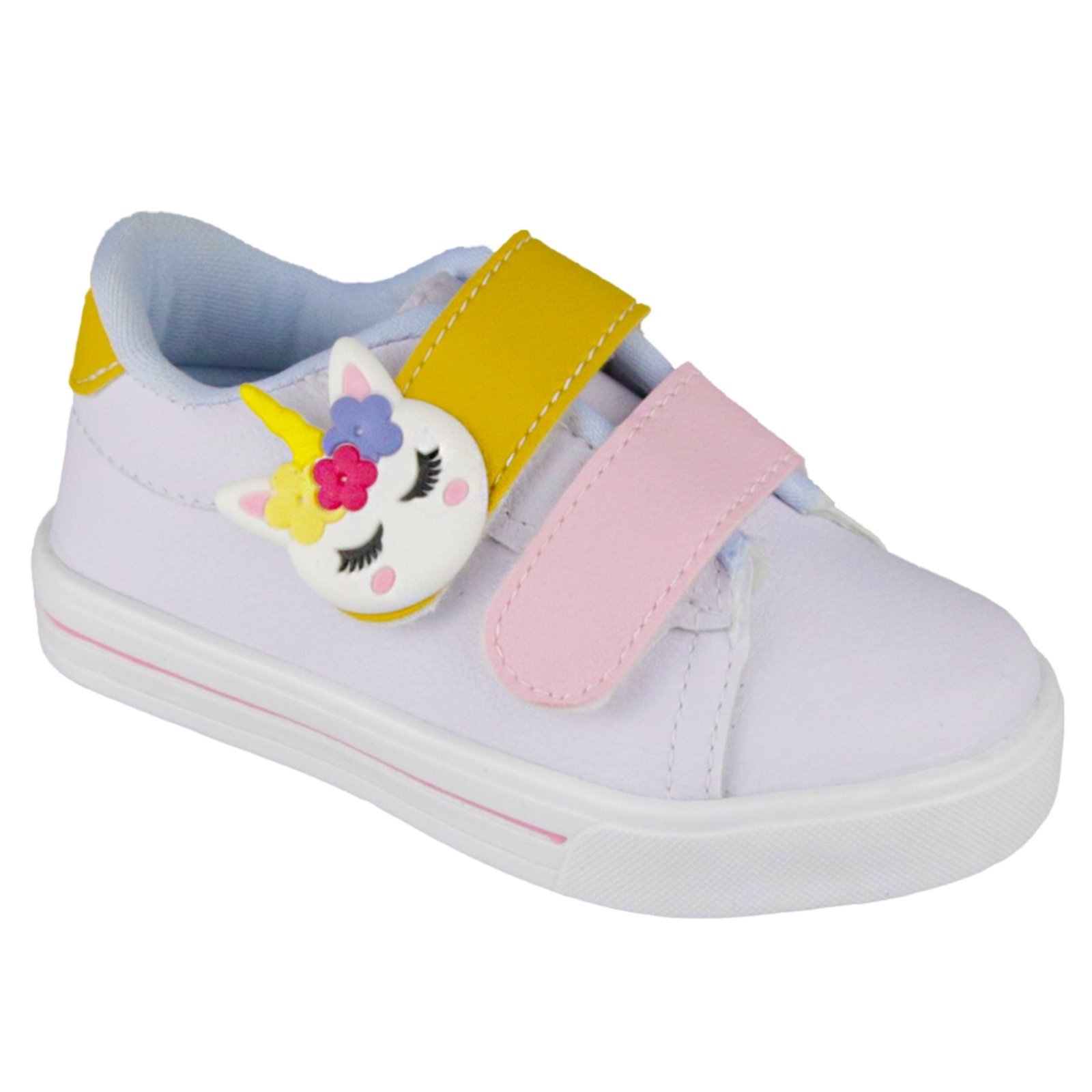 Infantil – Tênis Tribo Guri Personalizado Menina Unicórnio Estilo Macio do 20 Ao 27 Branco