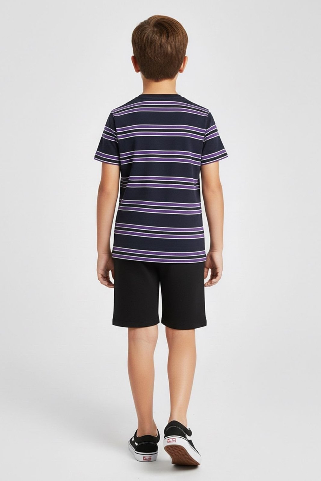 Vista 3 Infantil - Camiseta Menino Listrada Peitilho Elian preto Elian preto