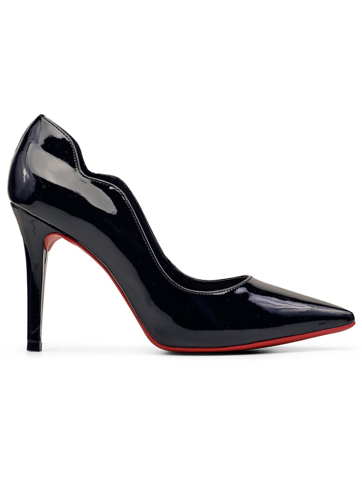 Scarpin Preto Verniz Salto Alto Fino Salook