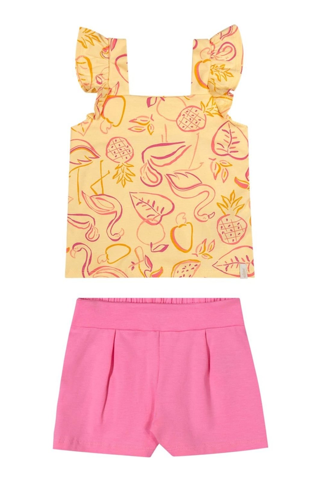 Infantil - Conjunto Menina Desenho Tropical Elian Amarelo