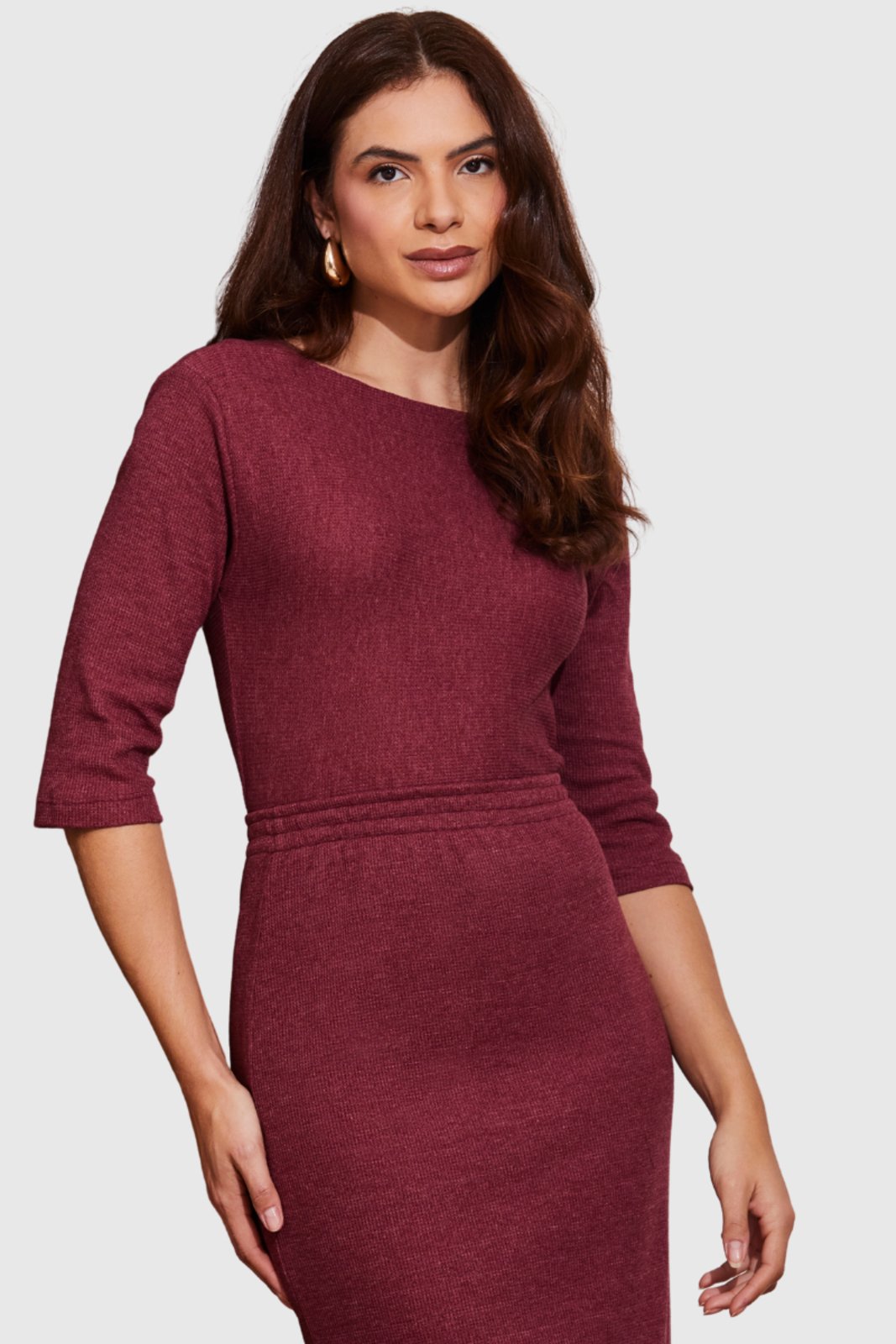 Blusa Feminina Amora Café Cava Deslocada Bordô