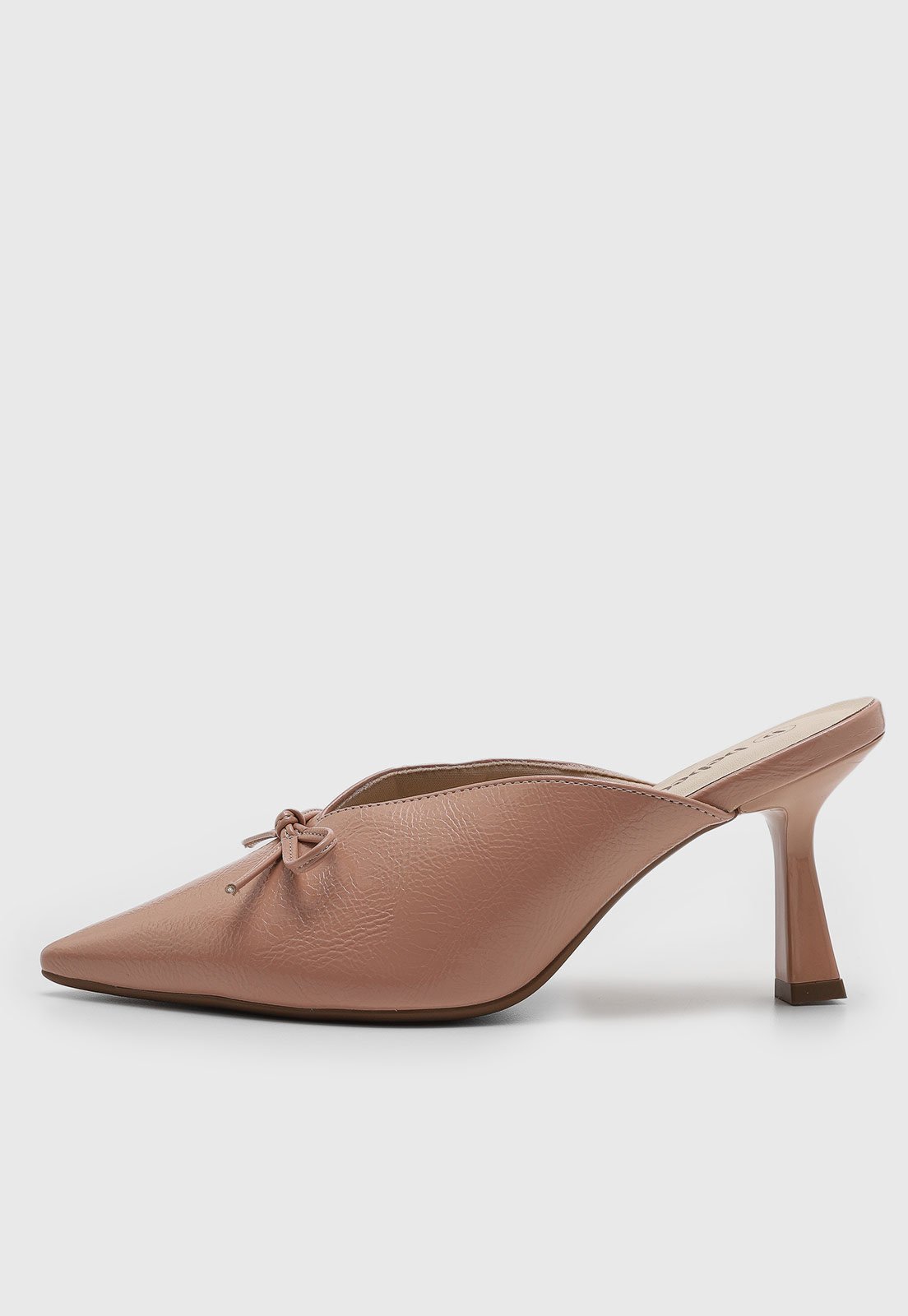 Scarpin Feminino cê Bico Fino Laço Nude Rosado