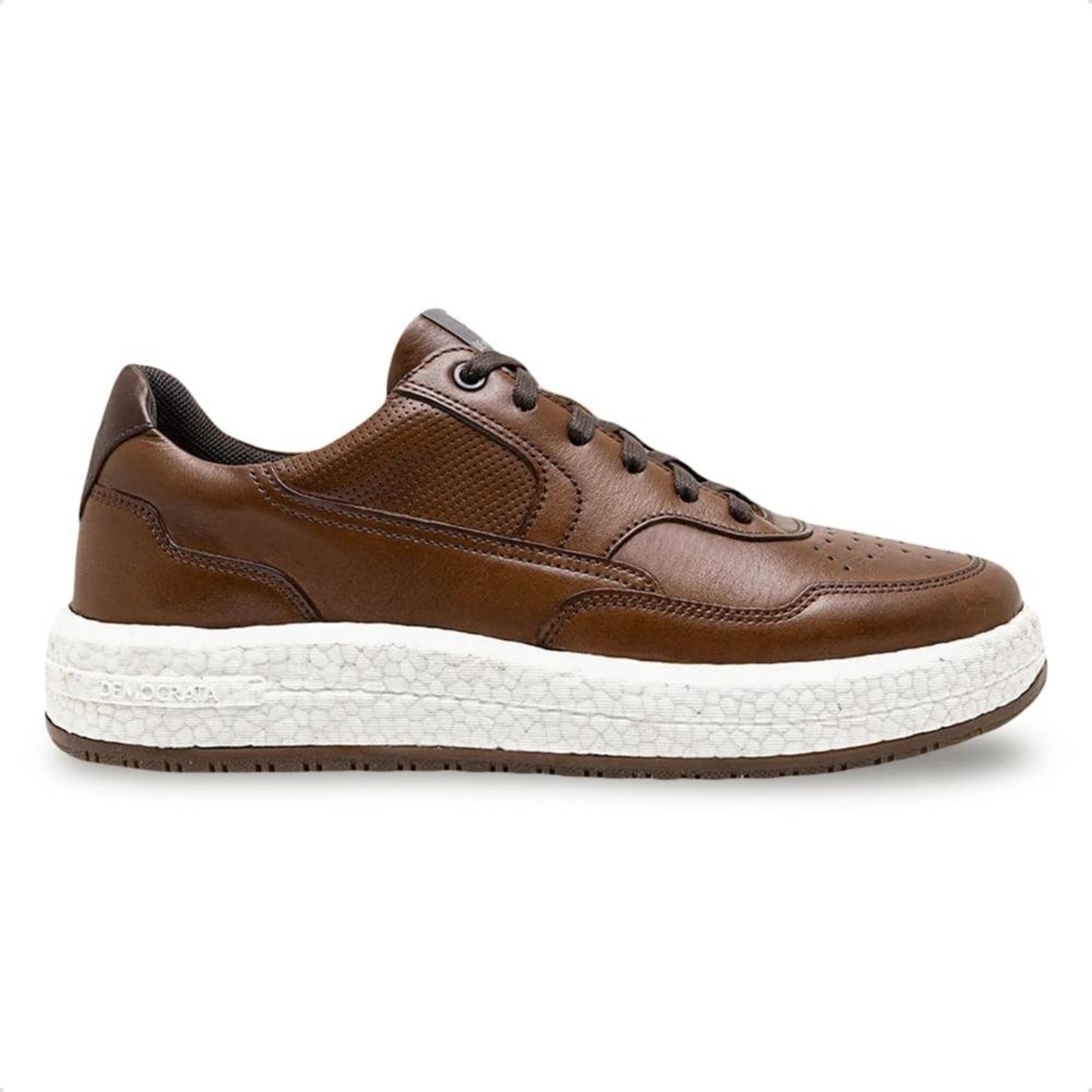 Tênis De Couro Democrata Masculino Denim Drake Pulse 600101 Marrom