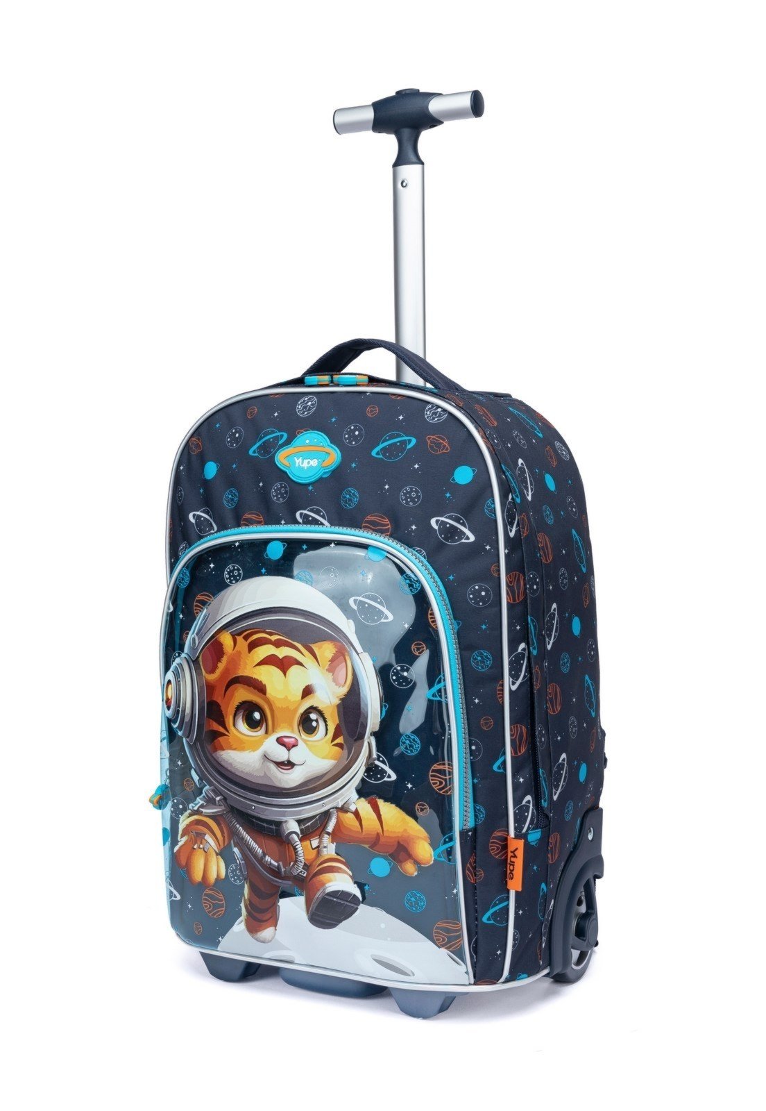 Vista 3 Infantil - Kit Mochila Escolar Menino Rodinha Estojo Lancheira Resistente Astronauta Tigre YUPE azul YUPE azul