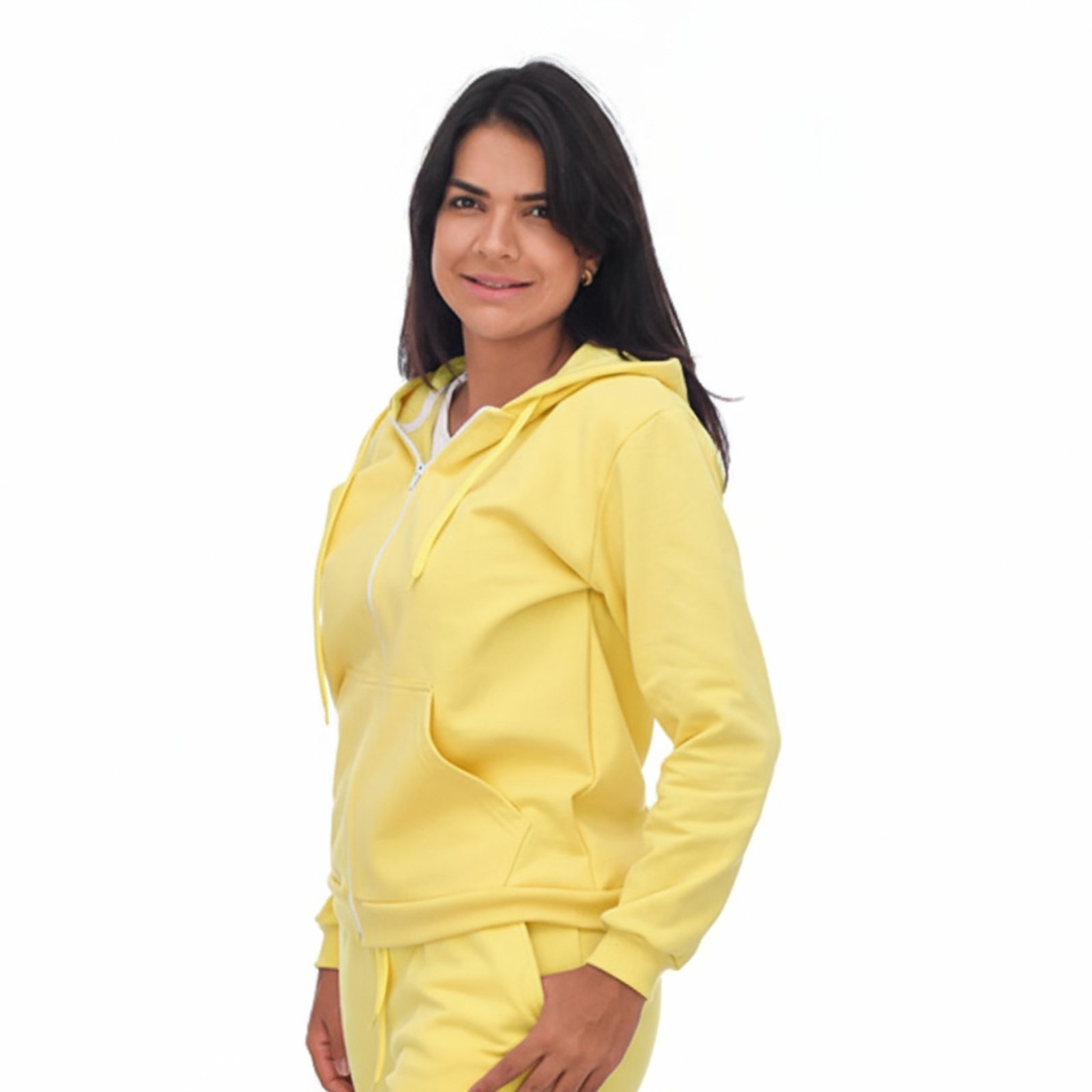 Blusa Moletom Com Zíper e Capuz Jaqueta Adulto Amarelo Aliarthe