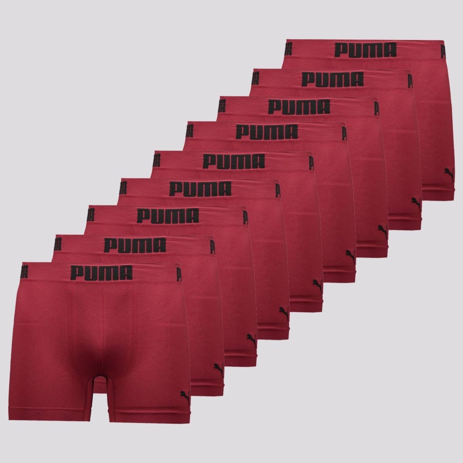 Kit 9 Cuecas Boxer Puma Sem Costura Bordô
