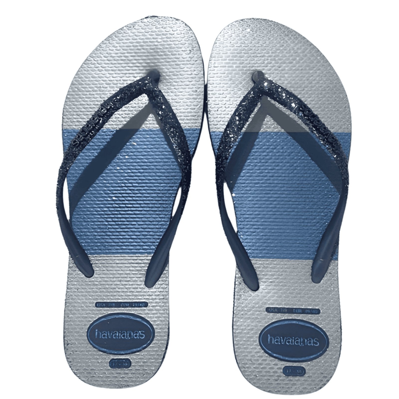 Vista 2 Chinelo Havaianas Slim Glitter Glam azul Havaianas azul