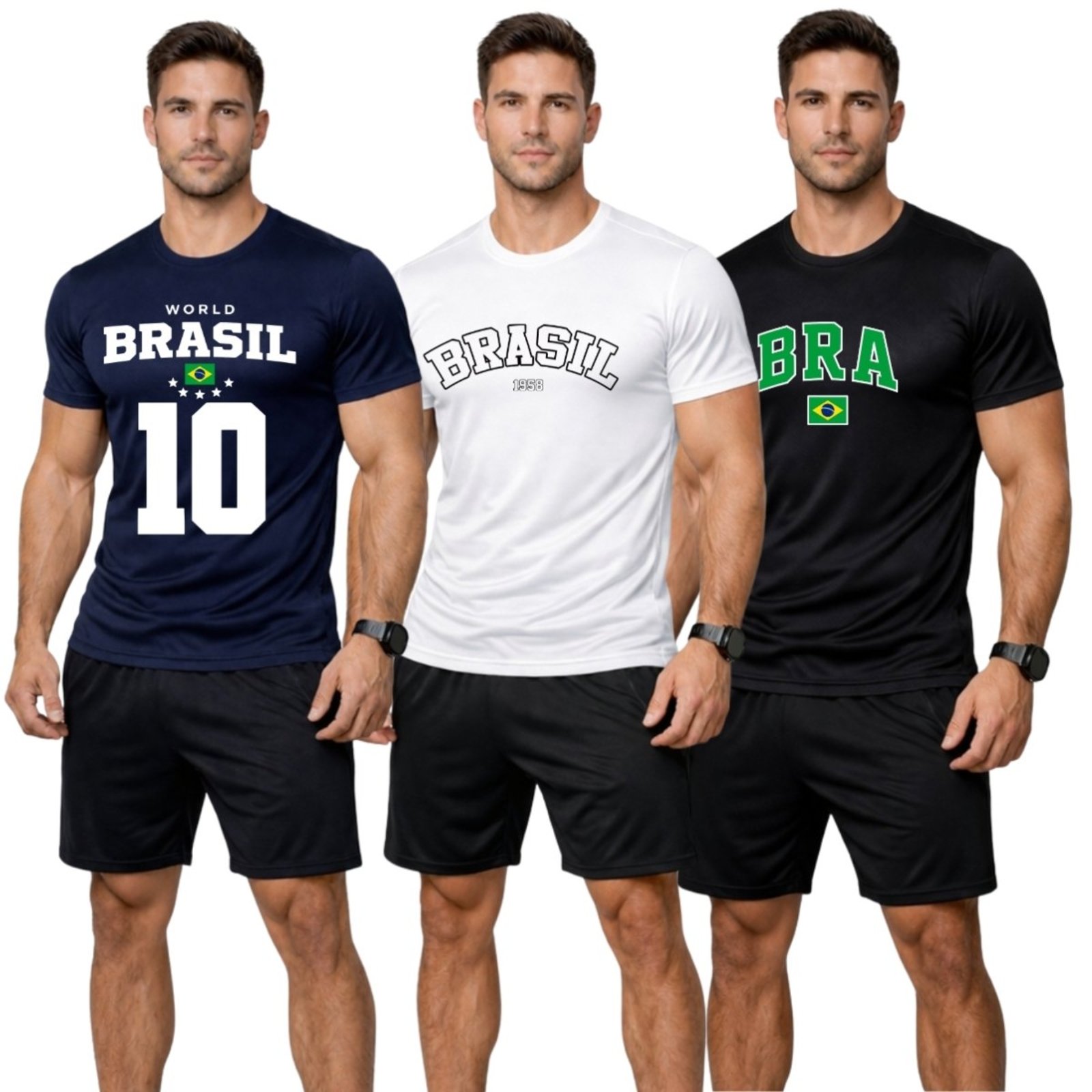 Kit 3 Camiseta Masculina Esportiva Dry Fit Camisa Gola Redonda Copa