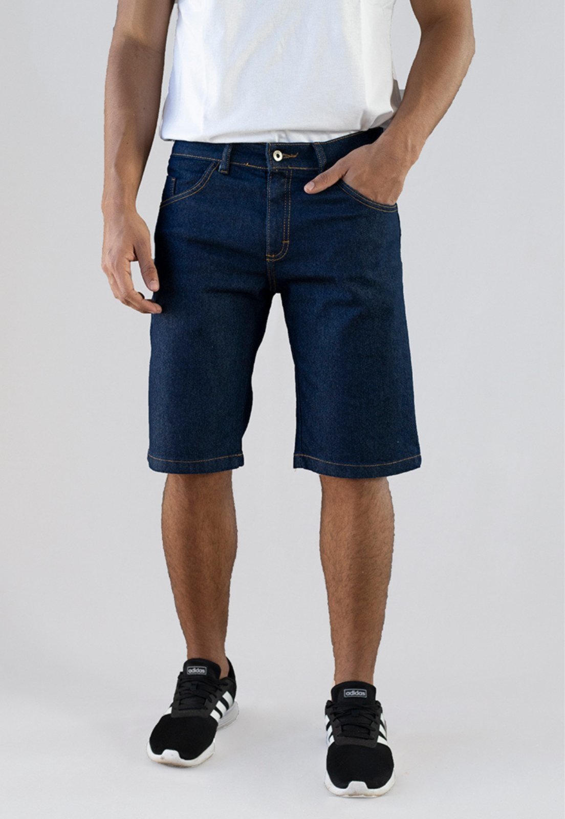 Bermuda Jeans Masculina Tradicional Marinho Versatti Itália B Azul