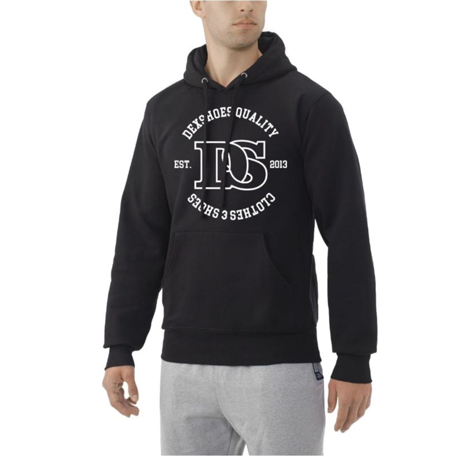 Moletom Masculino Polo Blu Flanelado com Bolso e Capuz Ajustável Preta em Algodão do P ao G1