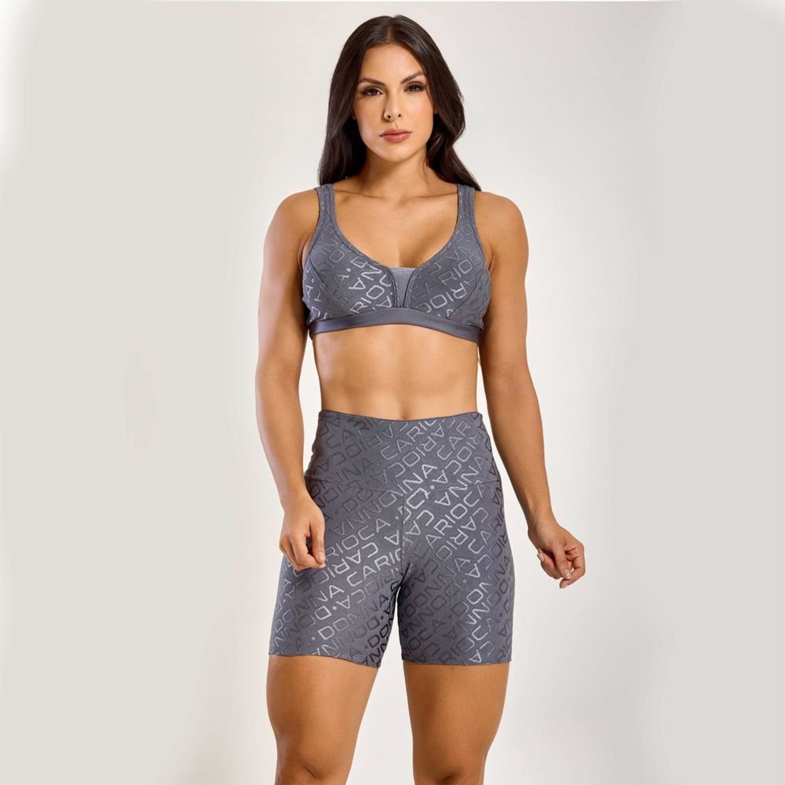 Short j Winner Donna Cinza Texturizado Donna Carioca