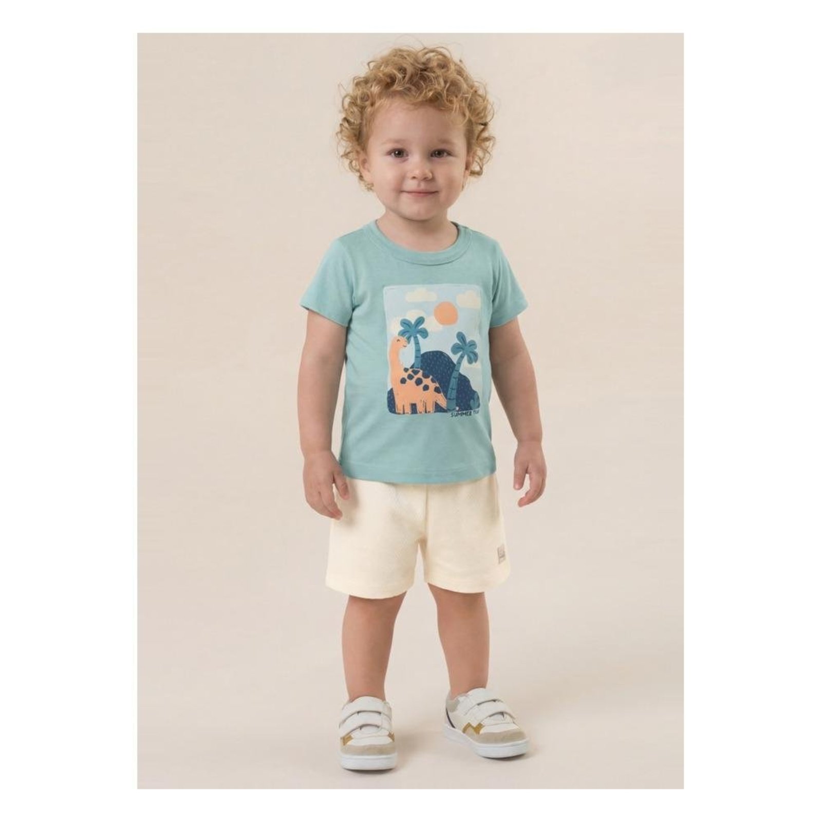 Infantil - Conjunto Camiseta Bermuda Brandili Verde Branco G Verde