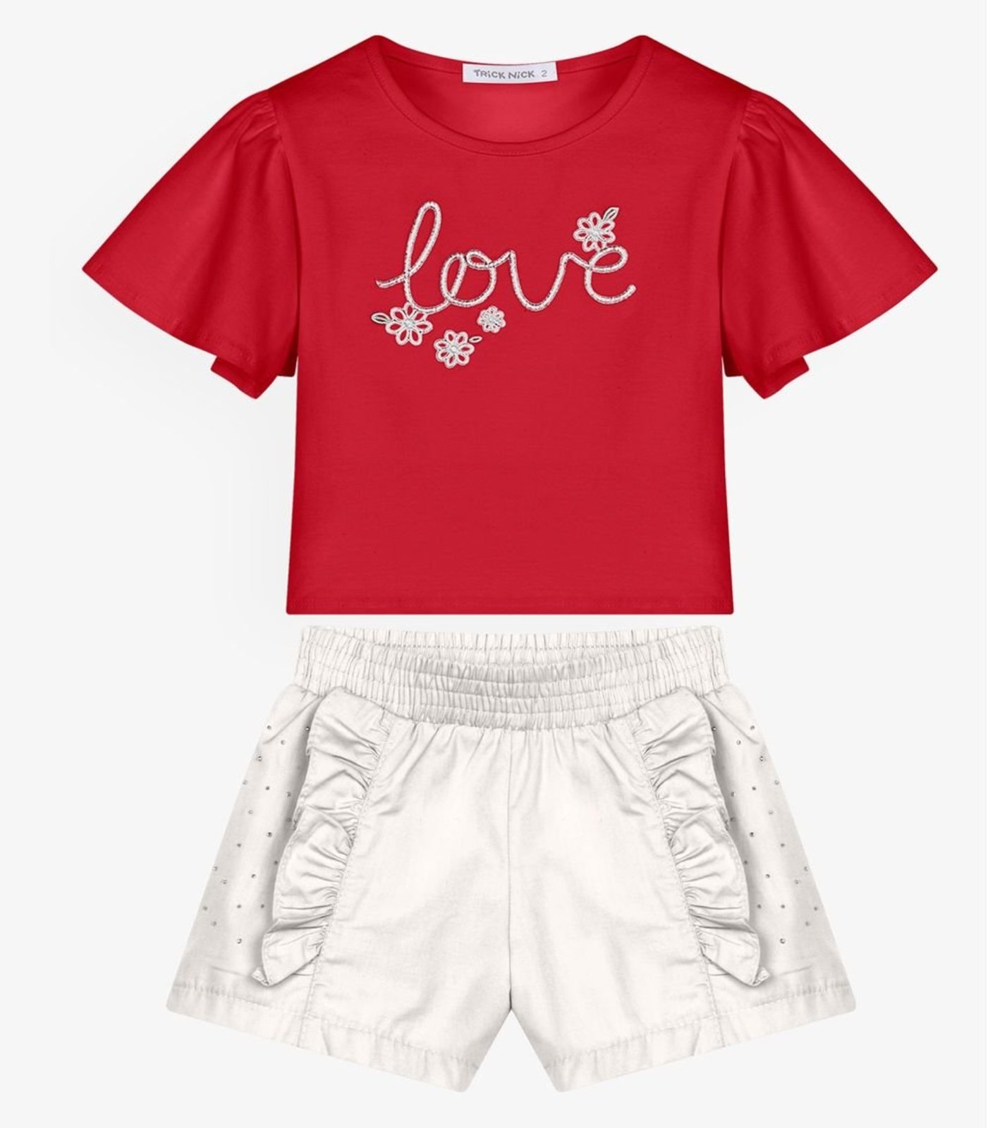 Infantil - Conjunto Menina Blusa Com Shorts Trick Nick Vermelho