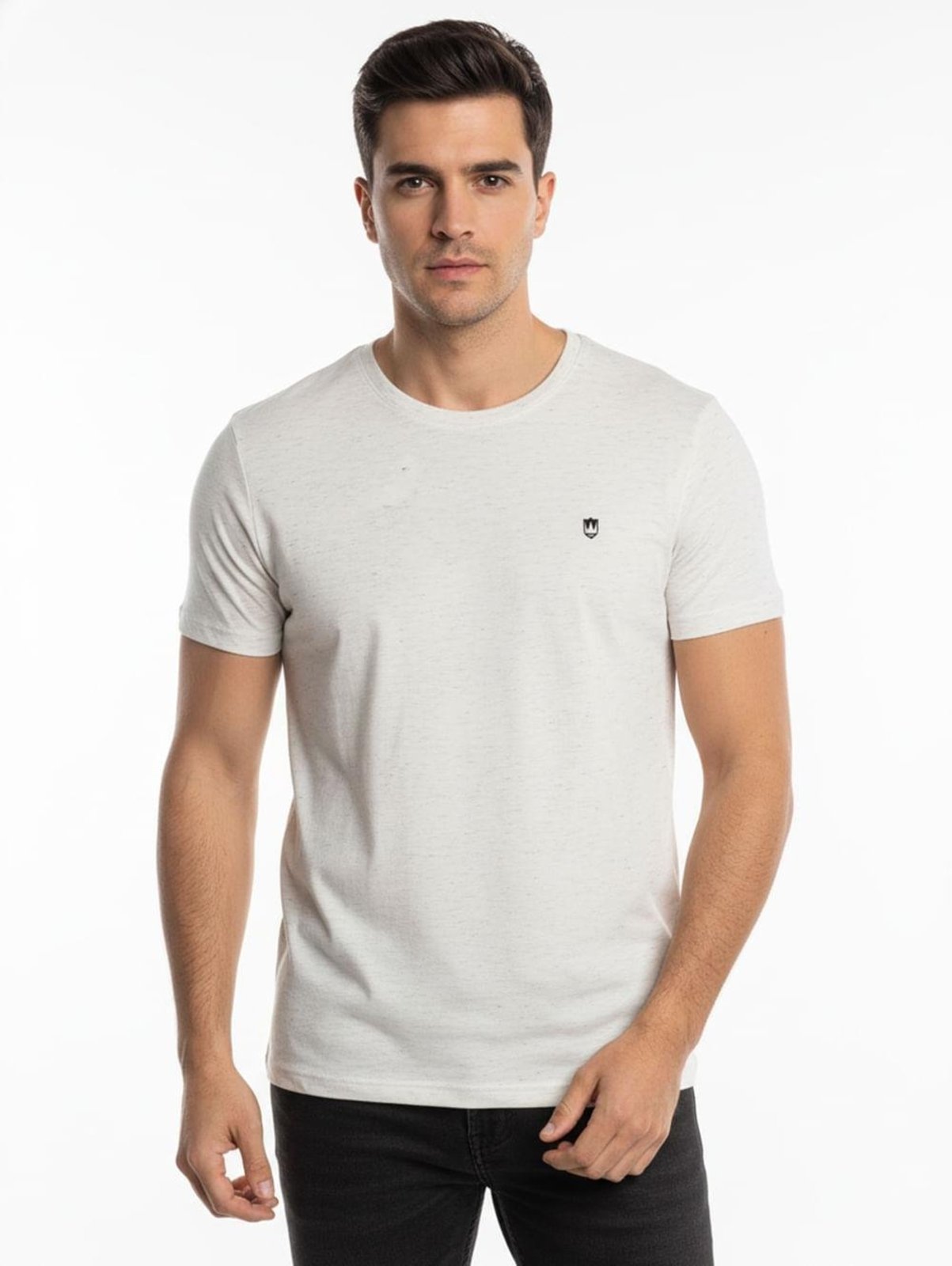 Camiseta Básica Manga Curta Masculina OFF WHITE