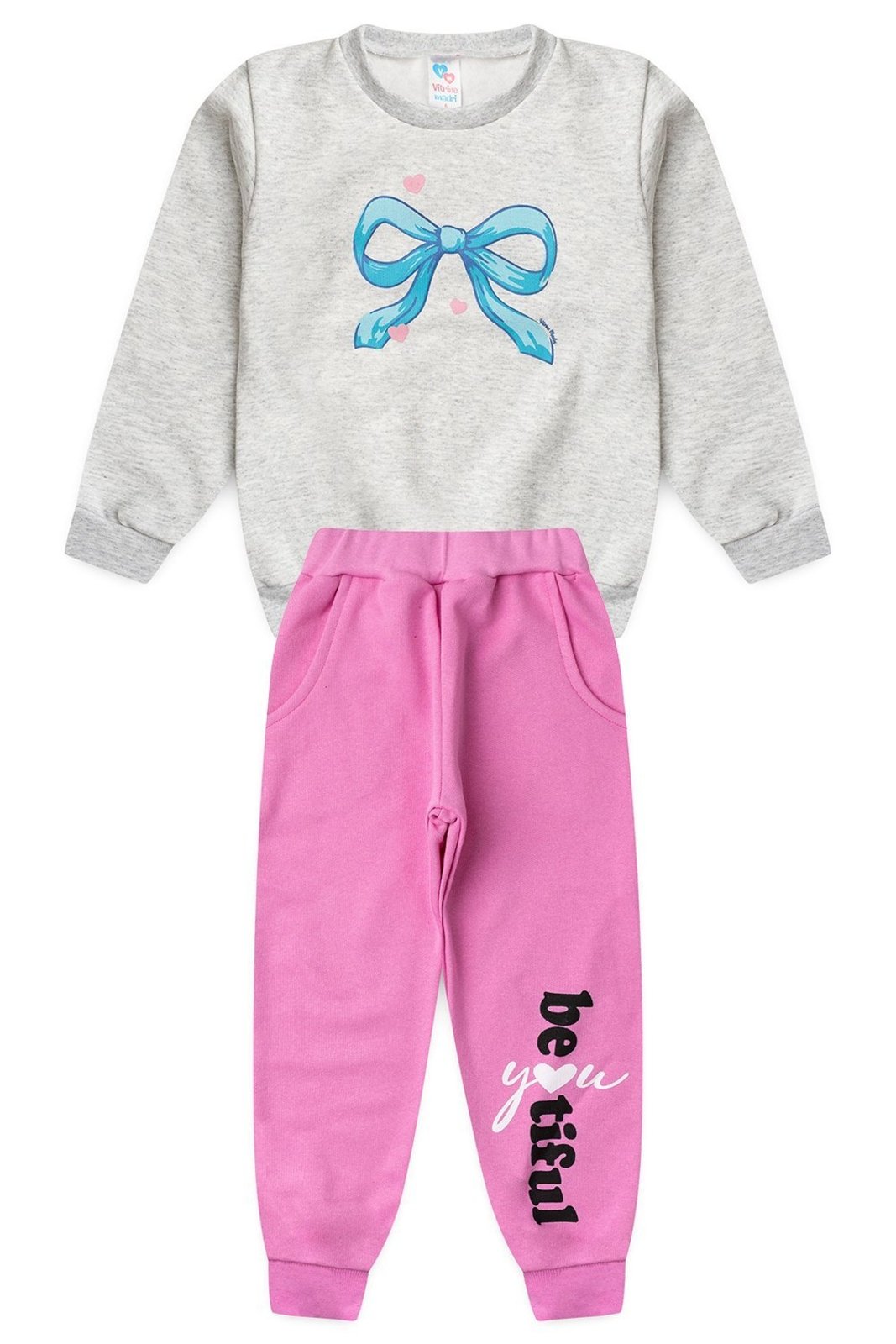 Infantil - Conjunto Moletom Menina c/ Bolso Pretty Beautiful