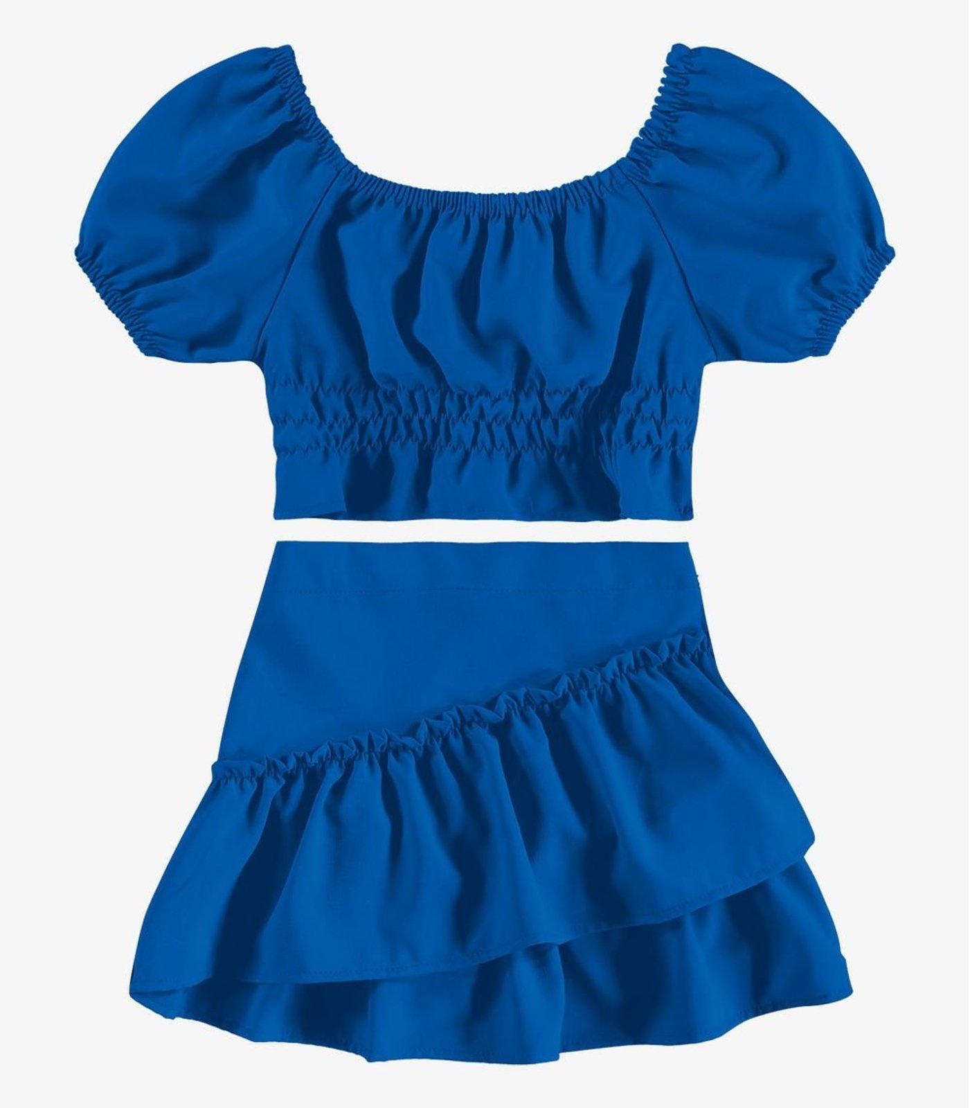 Infantil – Conjunto Blusa Com Saia Rovi Azul