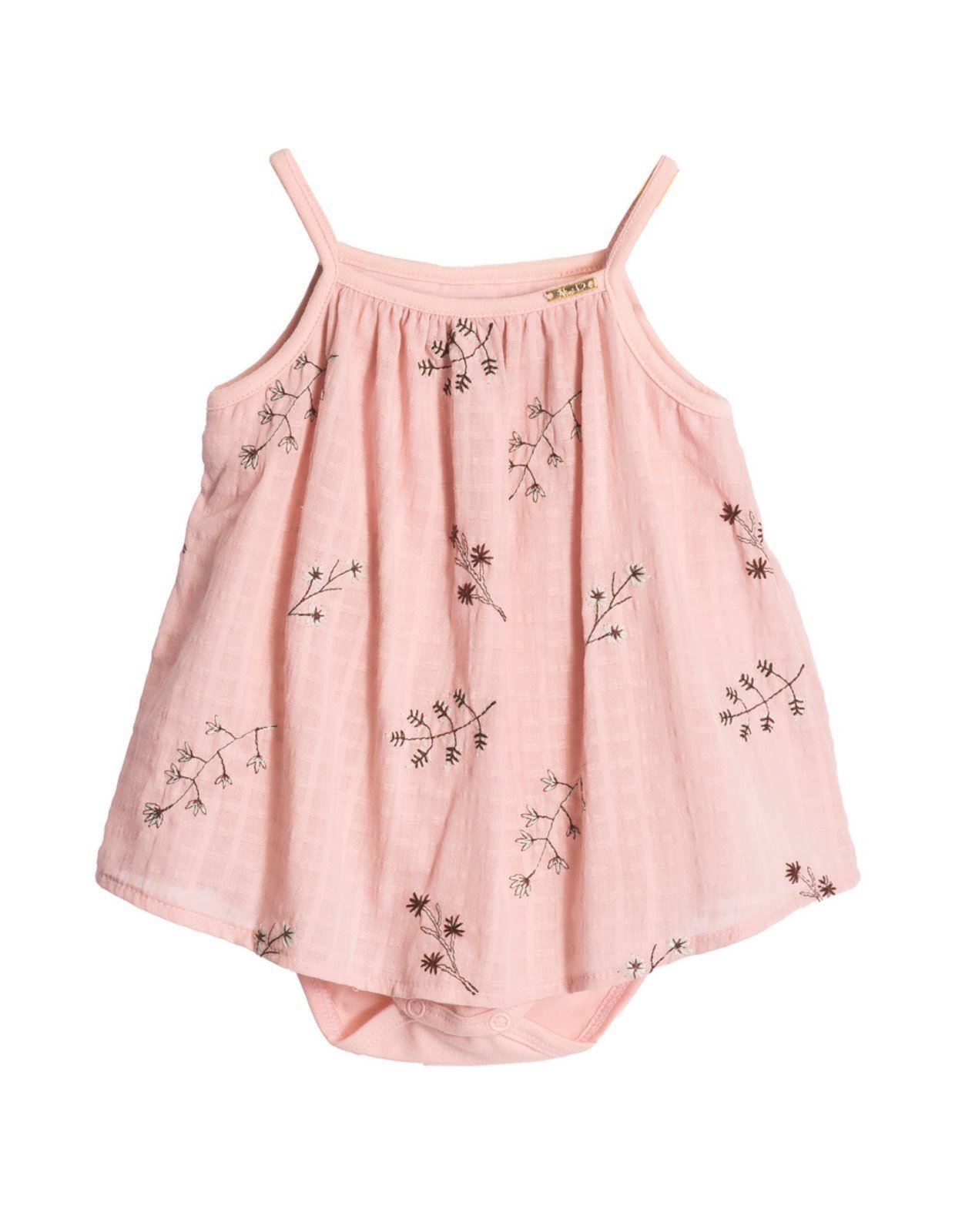Vista 2 Infantil - Body vestido sem manga com flores bordadas Nini & Bambini rosa Nini & Bambini rosa
