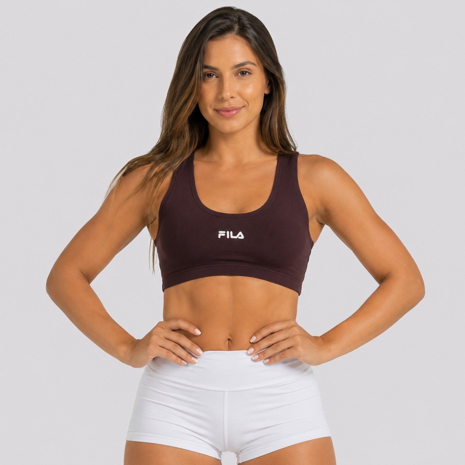 Top Fila Essential II Logo Feminino Marrom