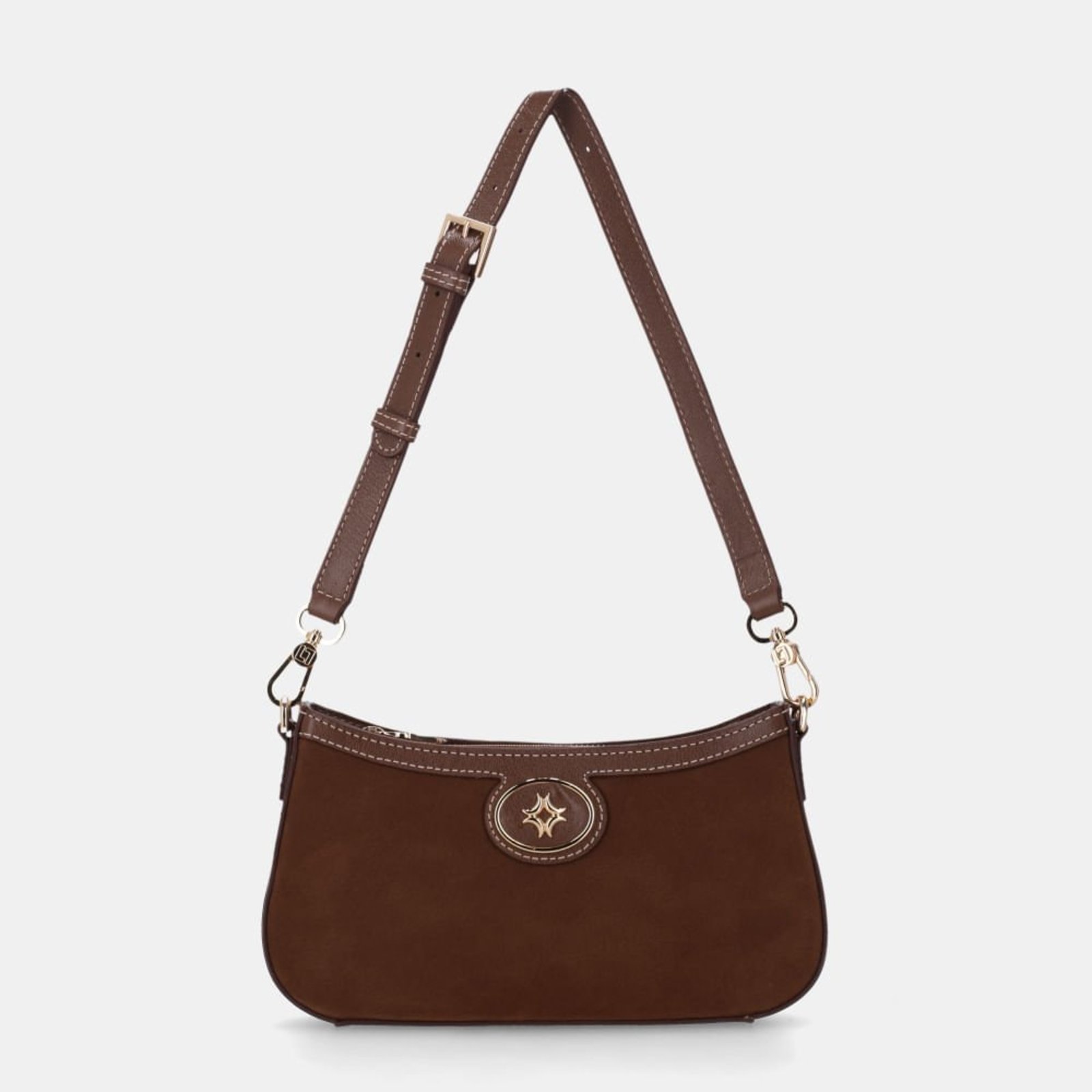 Bolsa Baguete Pequena Bison Espresso - 2000957 Luz da Lua