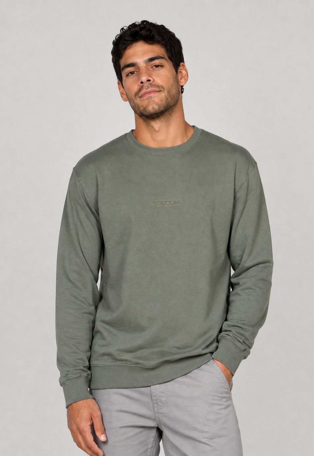 Blusa de Moletom Fecahda Masculina Free Fall Volcom Verde