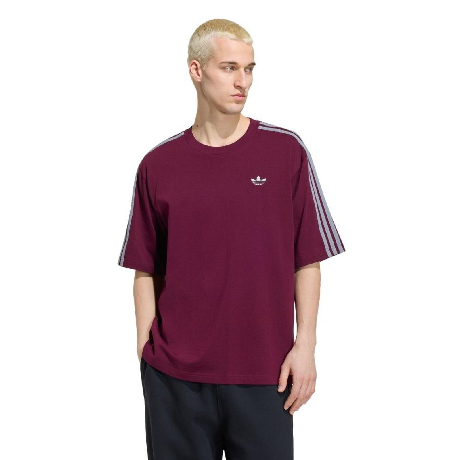 CAMISETA TAMANHO OVERSIZED ADICOLOR TRÊS LISTRAS adidas Originals Vinho