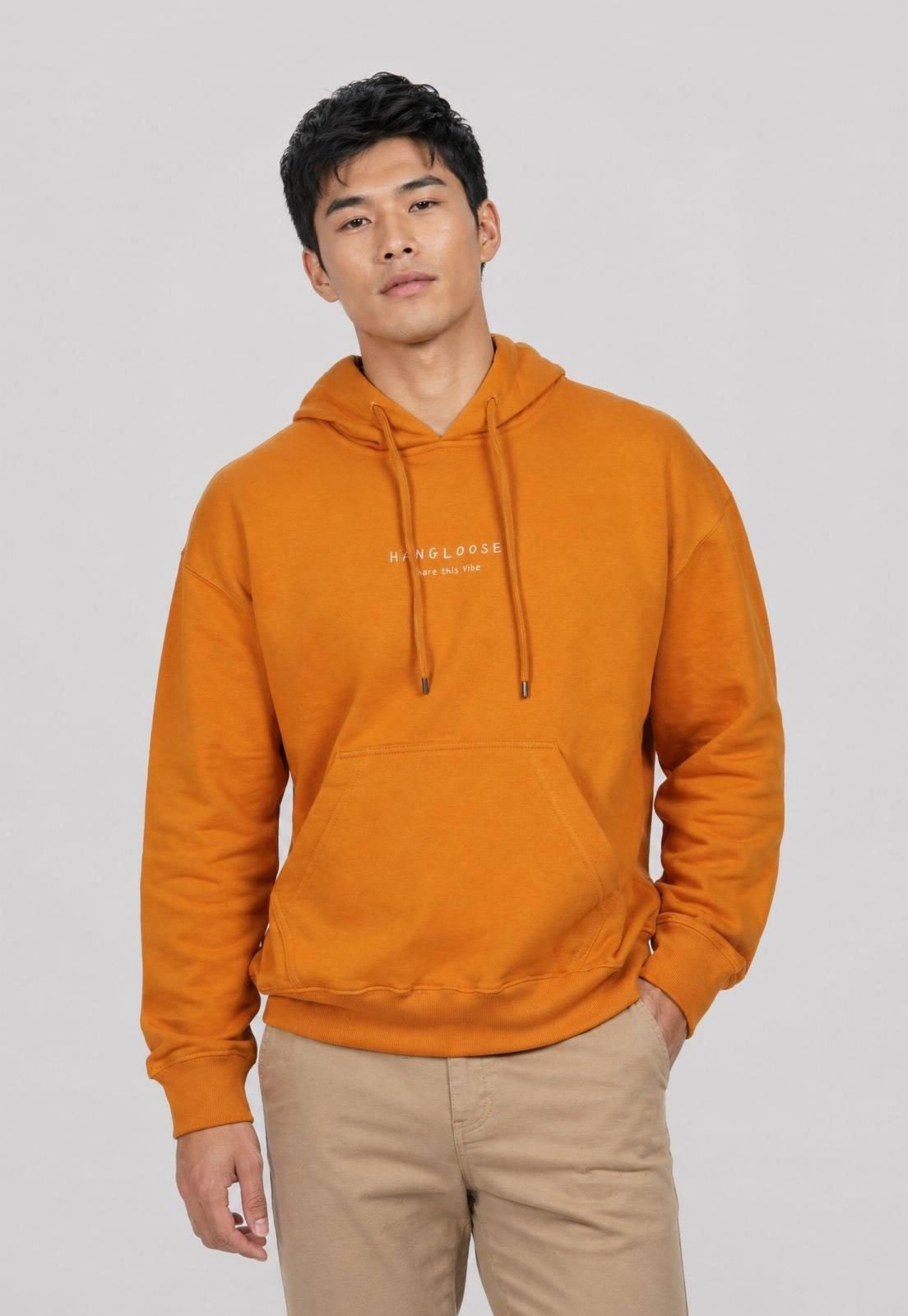 Blusa de Moletom Masculina Hang Loose Estampa Share This Vibe Mostarda