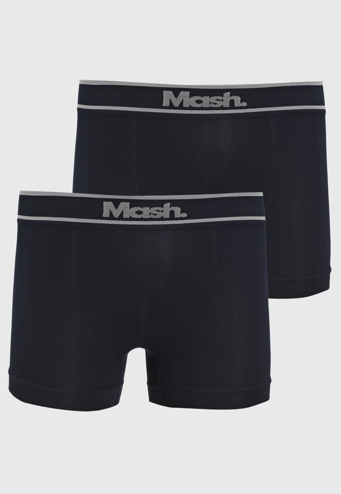Kit com 2 Unidades Cuecas Boxer Mash Masculina Logo Sem Costura Azul Marinho