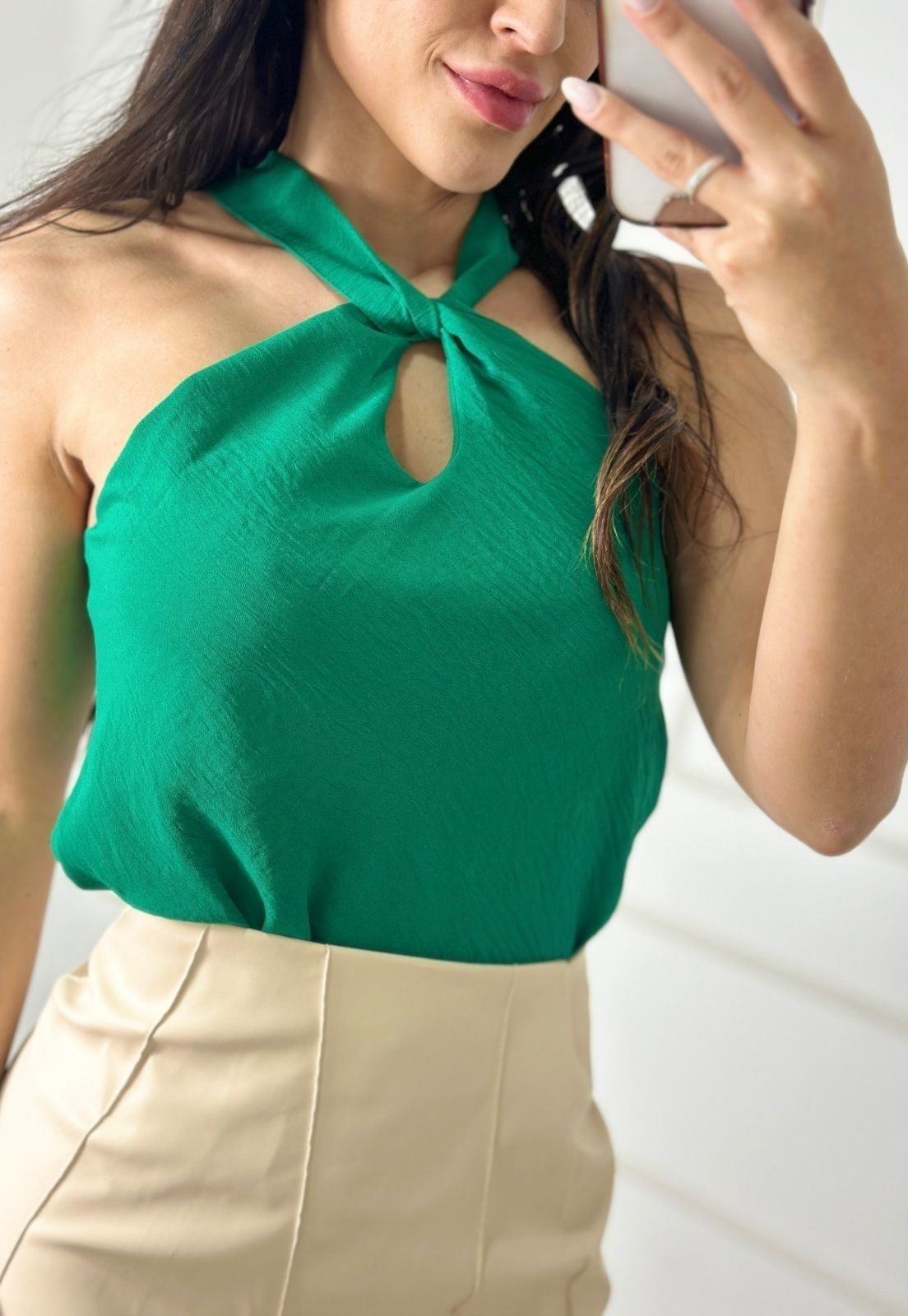 Blusa Cruzada Crepe Duna Luare Verde