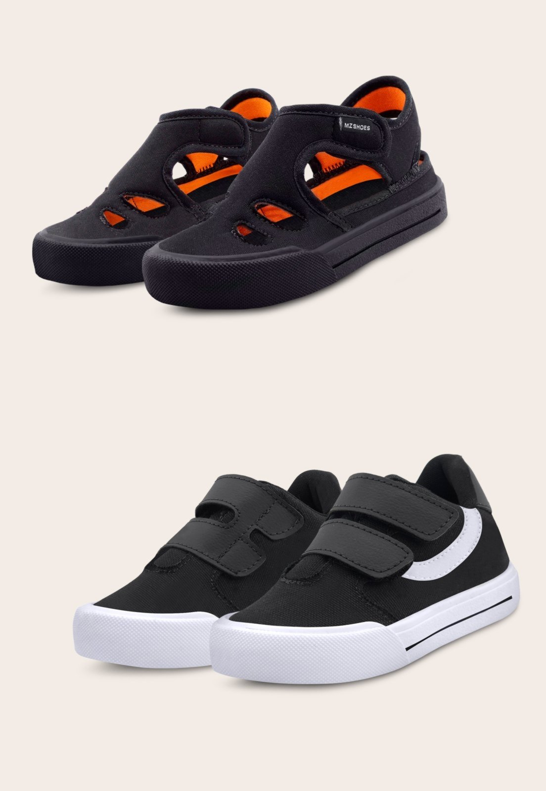 Infantil – Kit 2 Pares Sandália Papete Preta E Tênis Menino Casual Escolar Mzkid