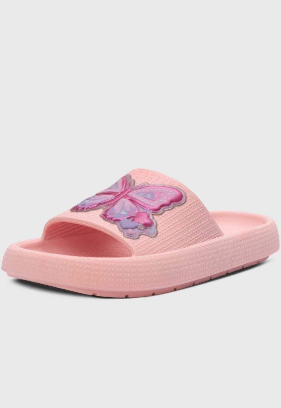 Infantil – Chinelo Nuvem Feminino Popidi Menina Borboleta Rosa