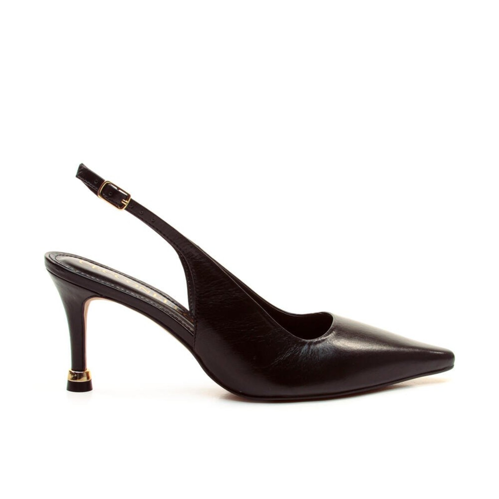 Slingback Couro Preto Salto Médio Cecconello 2937001-8