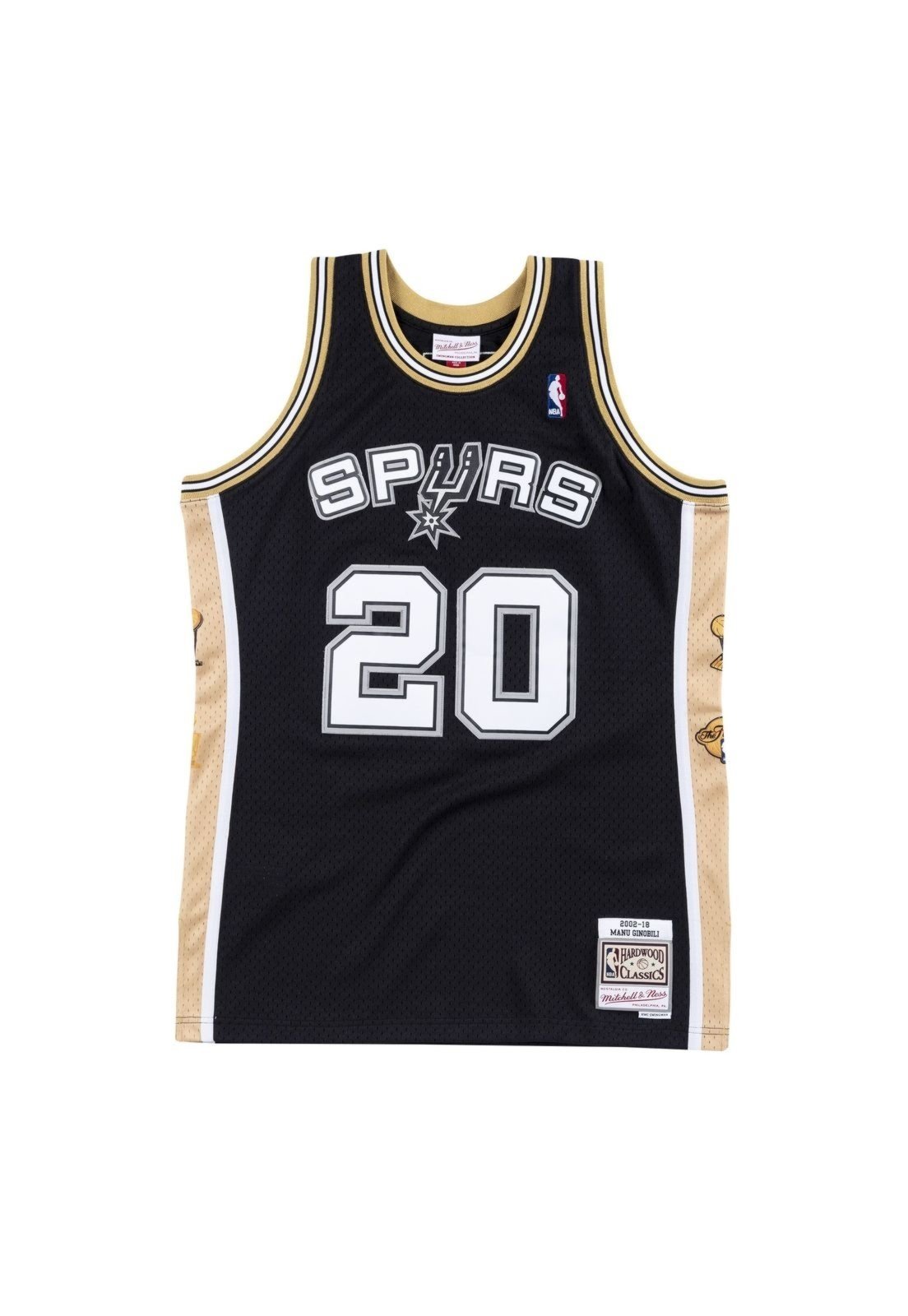 Regata Mitchell & Ness Retirement Swingman Jersey San Antonio Spurs 2002-03 Manu Ginobili Preta