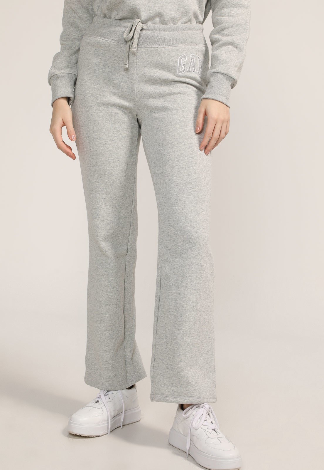Calça de Moletom GAP Reta Amarração Cinza