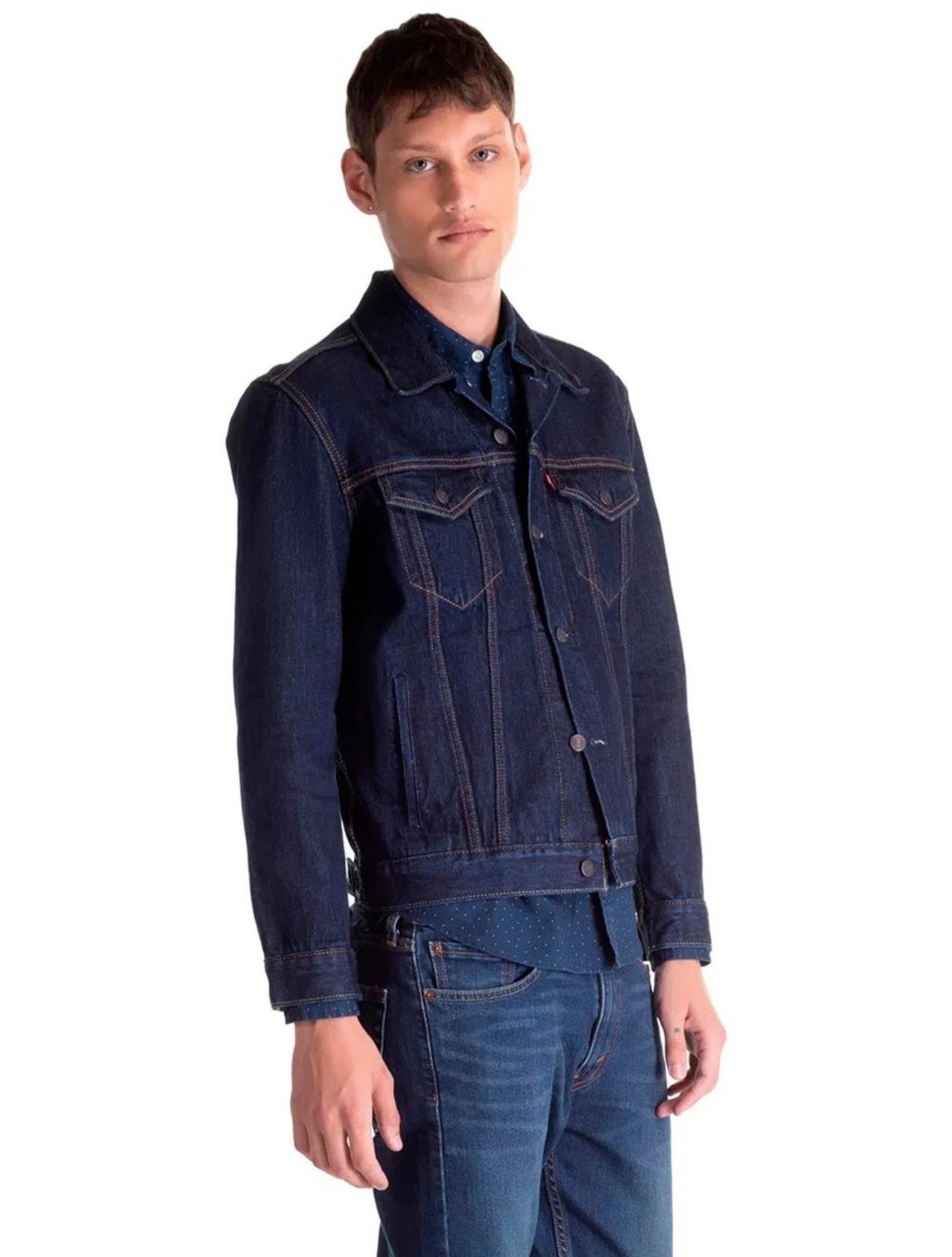 Jaqueta Jeans Levis Masculina Trucker Azul Escuro