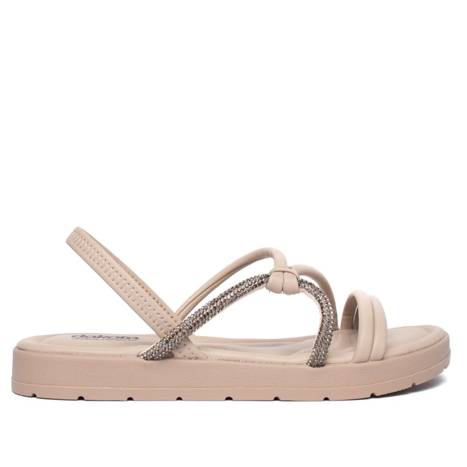 Sandália Feminina Dakota Flatform Detalhe Strass Bege