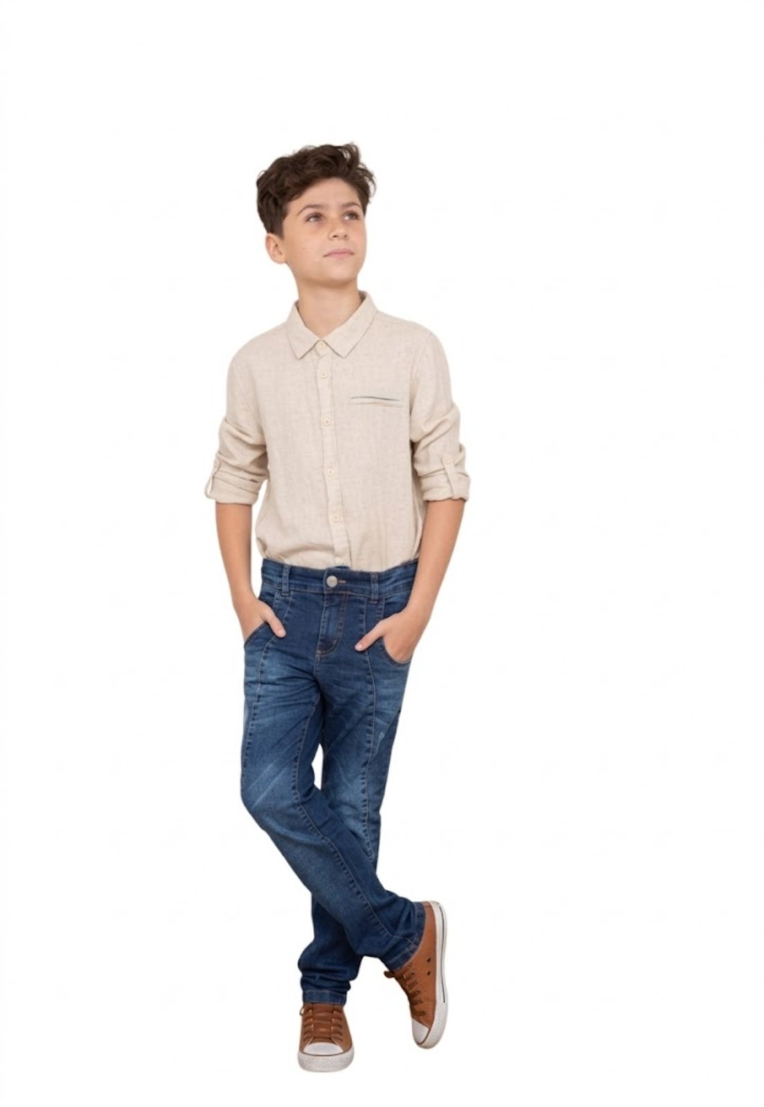 Calça Masculina Juvenil Slim Jeans Médio